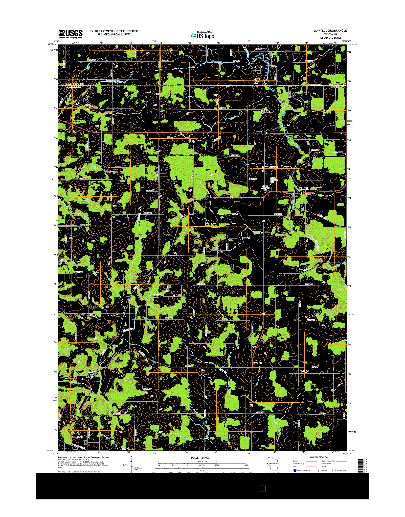 USGS US TOPO 7.5-MINUTE MAP FOR MARTELL, WI 2015