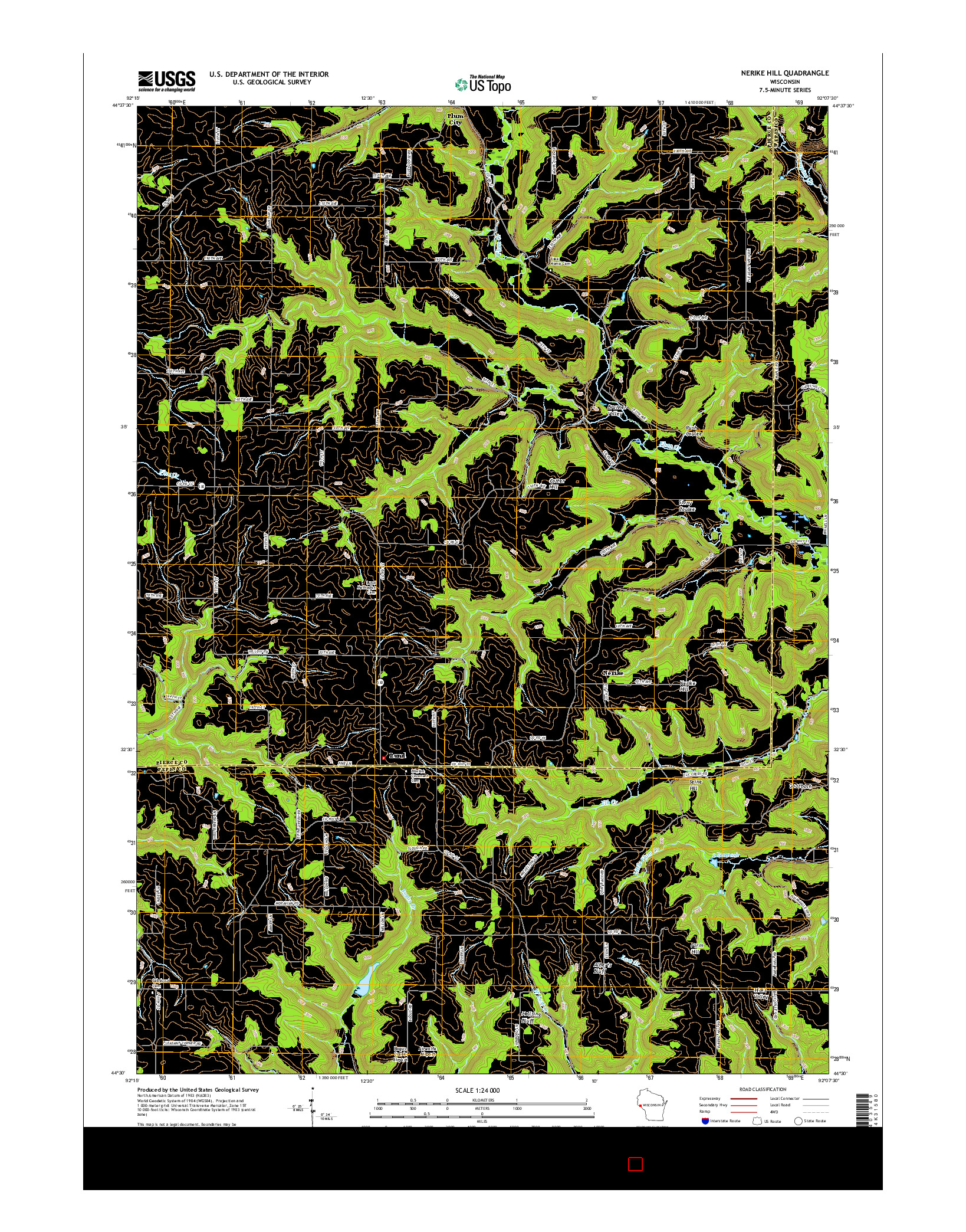 USGS US TOPO 7.5-MINUTE MAP FOR NERIKE HILL, WI 2015