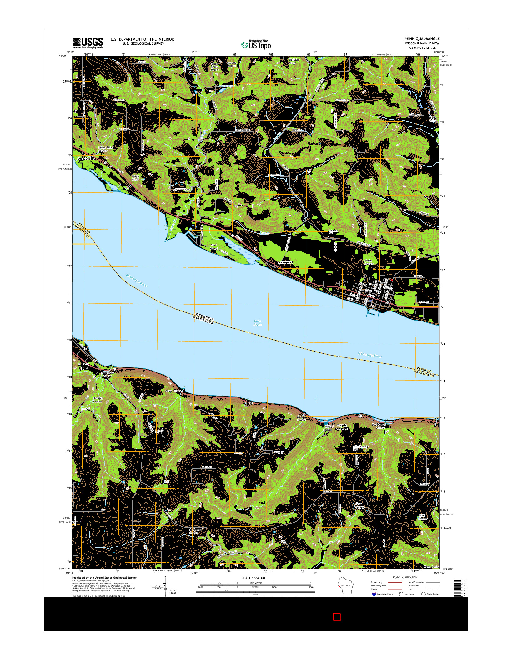 USGS US TOPO 7.5-MINUTE MAP FOR PEPIN, WI-MN 2015