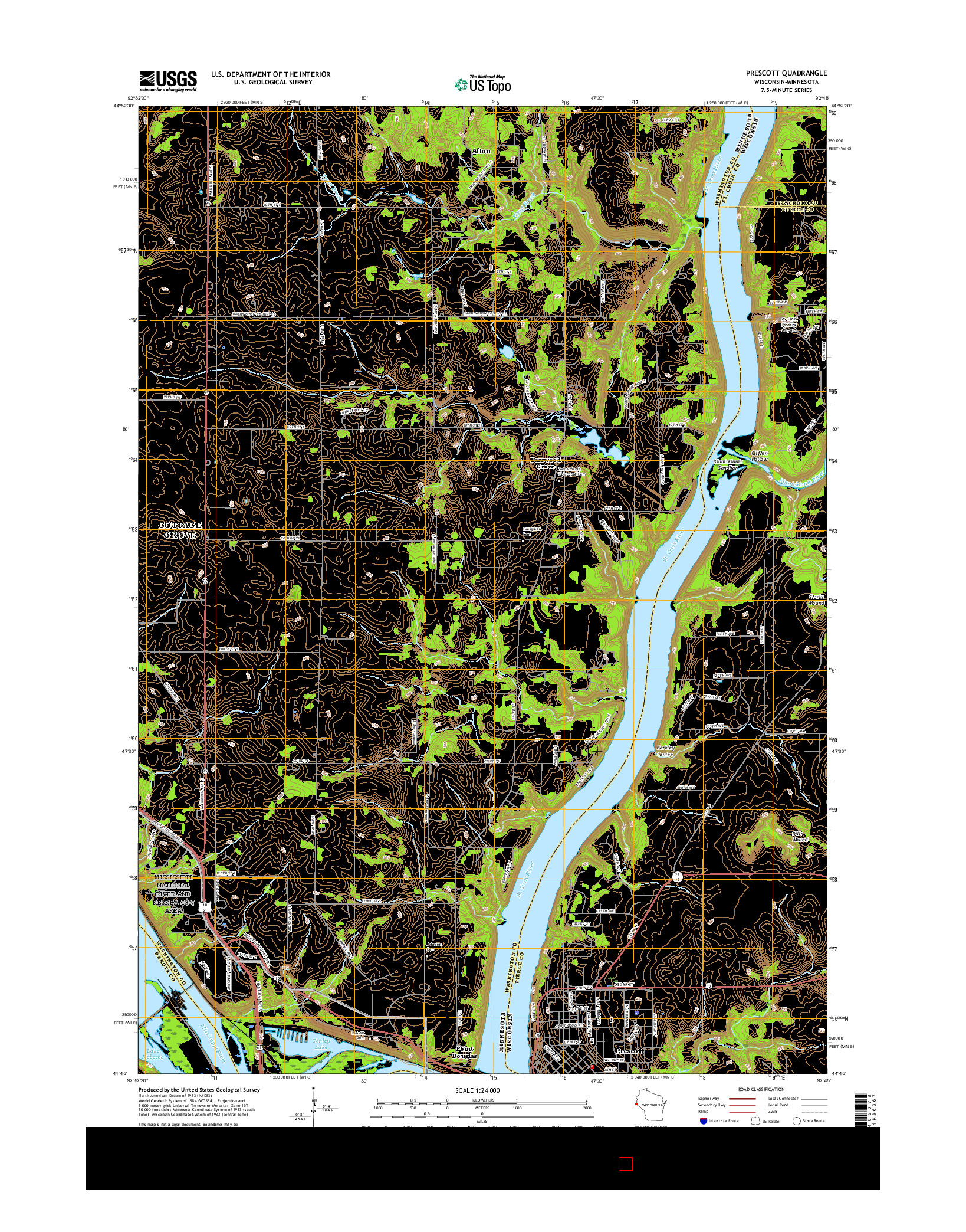 USGS US TOPO 7.5-MINUTE MAP FOR PRESCOTT, WI-MN 2015