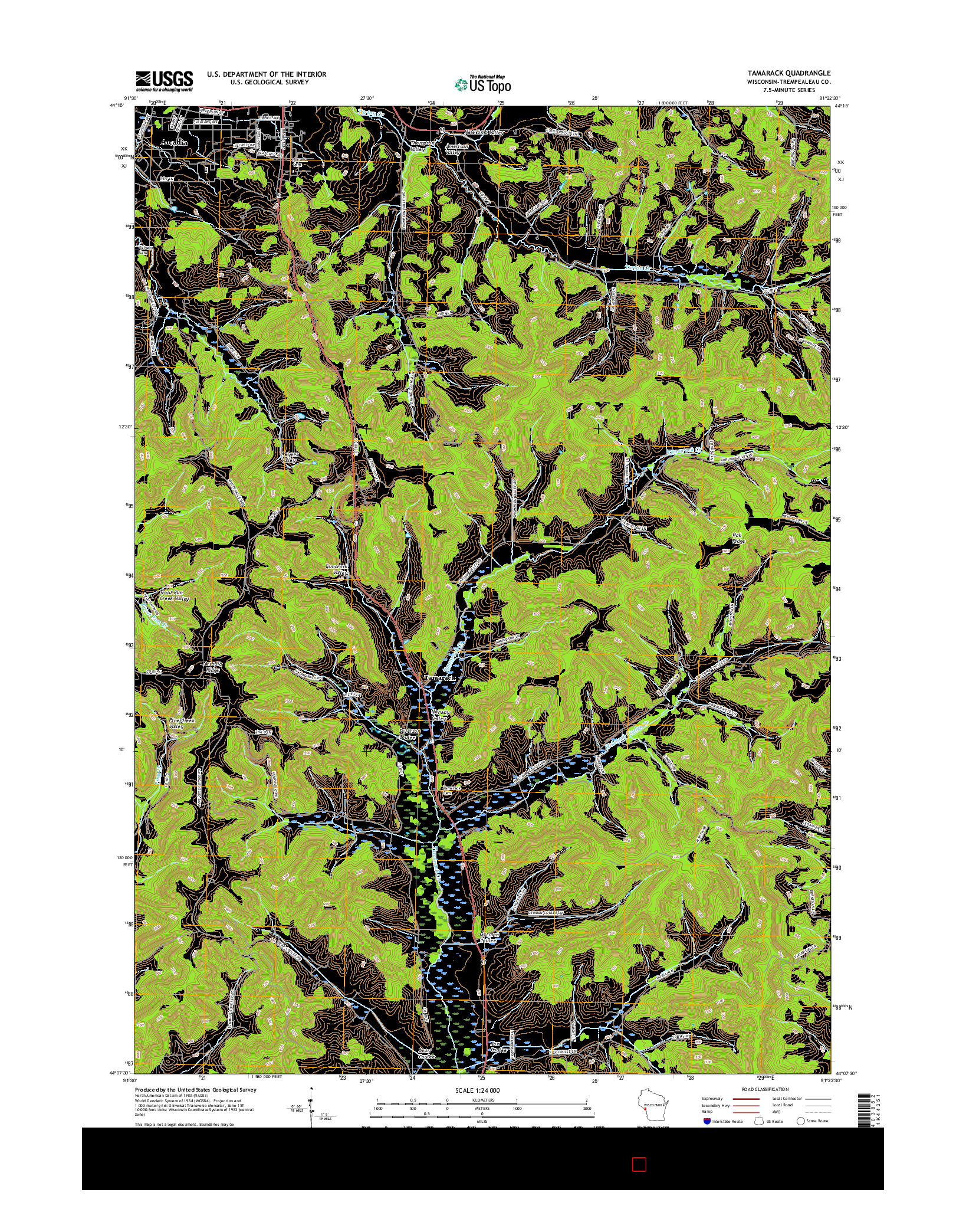 USGS US TOPO 7.5-MINUTE MAP FOR TAMARACK, WI 2015