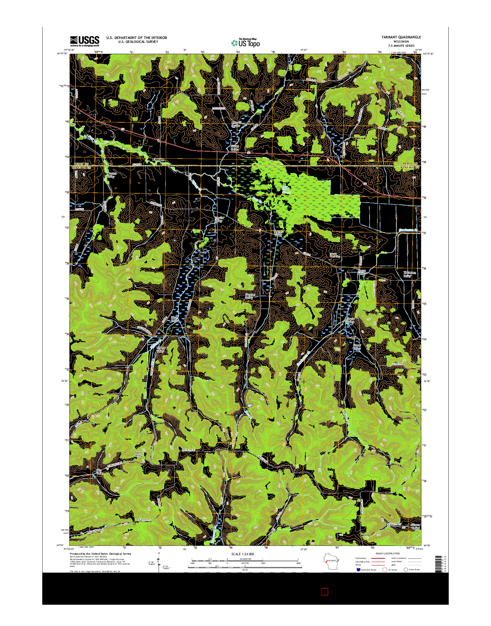 USGS US TOPO 7.5-MINUTE MAP FOR TARRANT, WI 2015
