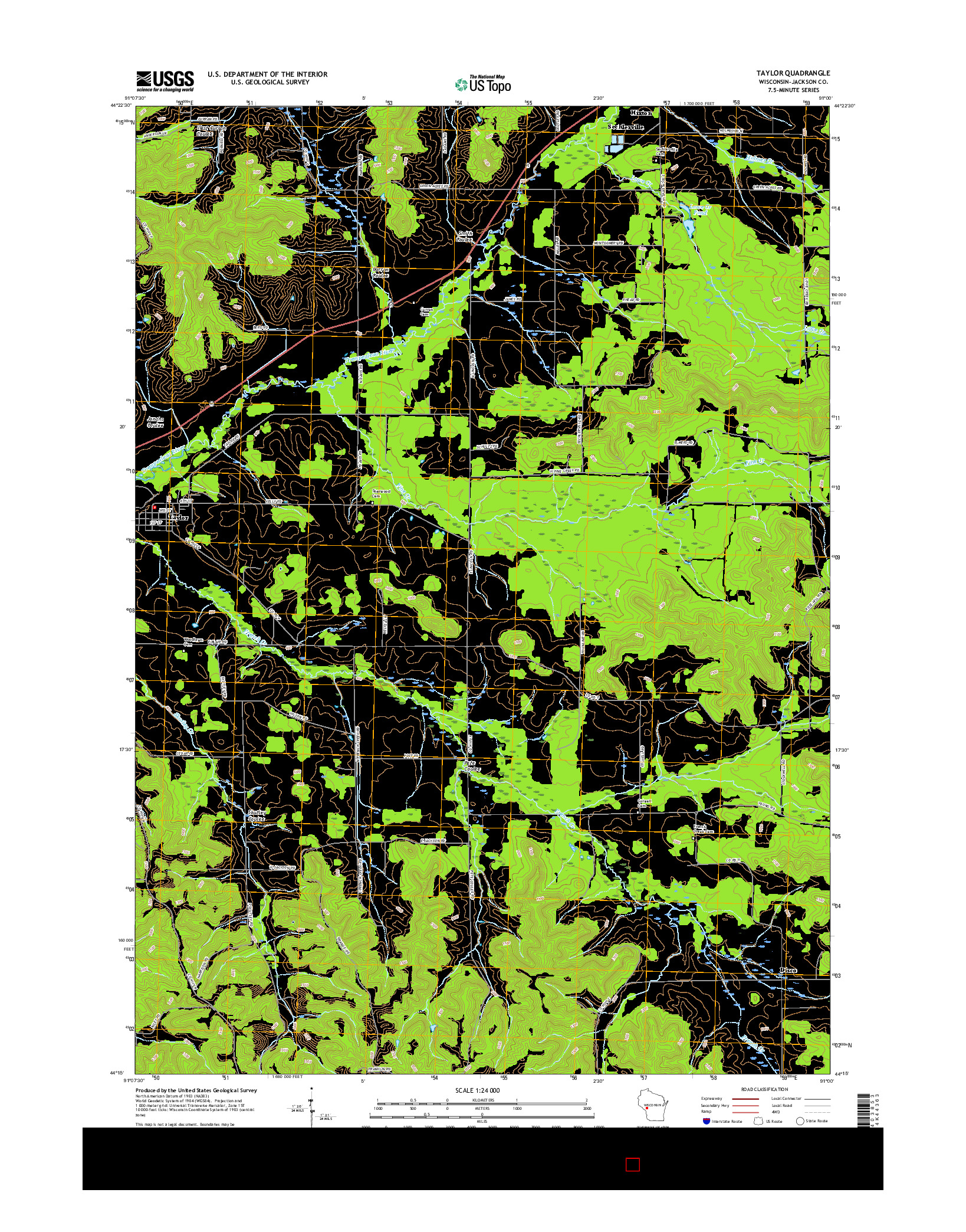 USGS US TOPO 7.5-MINUTE MAP FOR TAYLOR, WI 2015