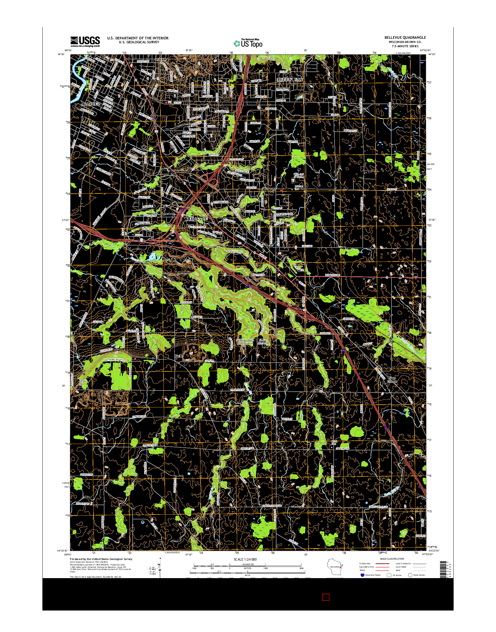 USGS US TOPO 7.5-MINUTE MAP FOR BELLEVUE, WI 2015