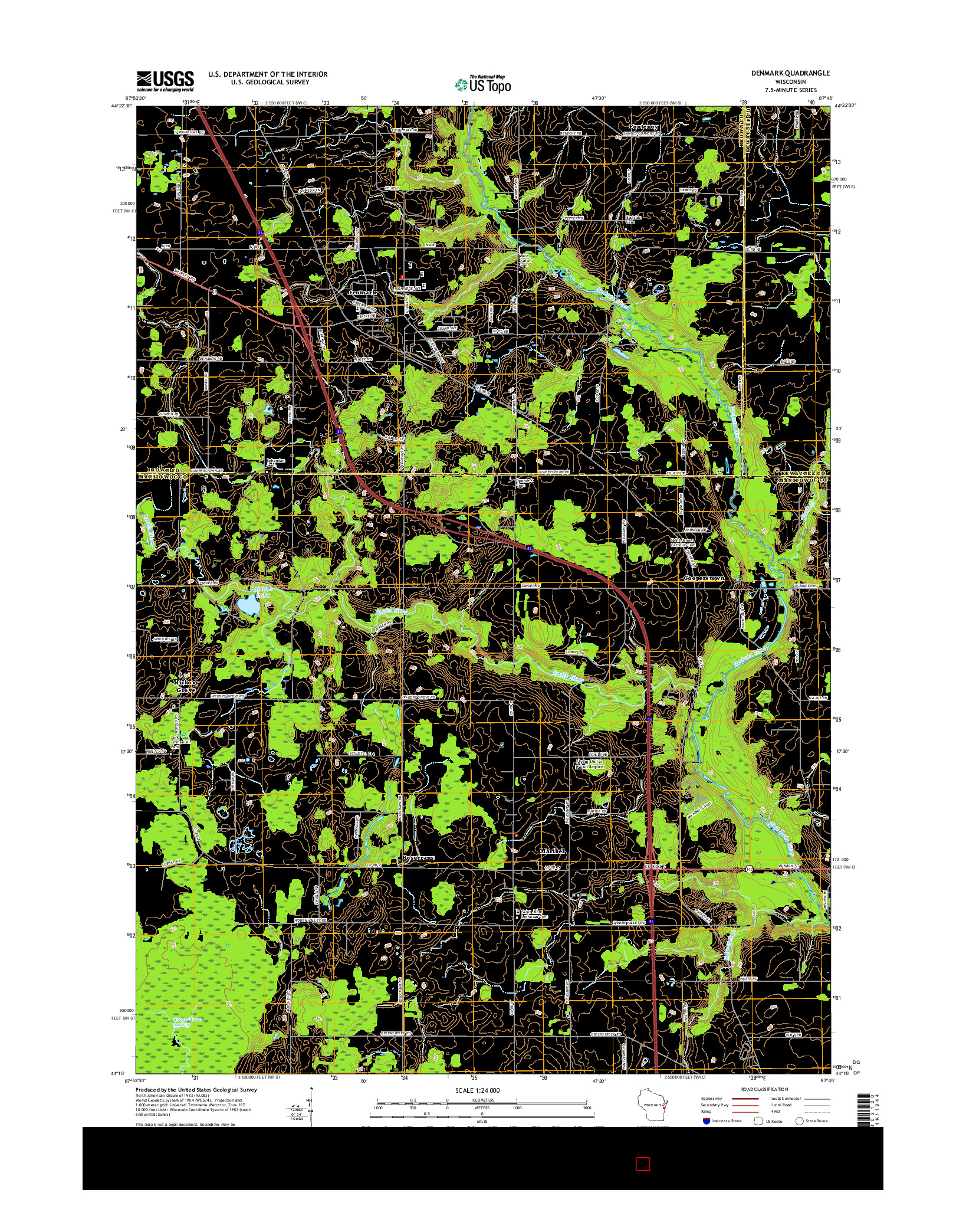 USGS US TOPO 7.5-MINUTE MAP FOR DENMARK, WI 2015