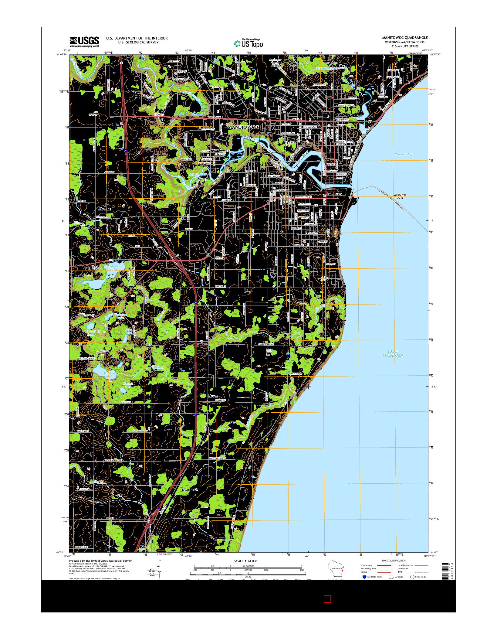USGS US TOPO 7.5-MINUTE MAP FOR MANITOWOC, WI 2015