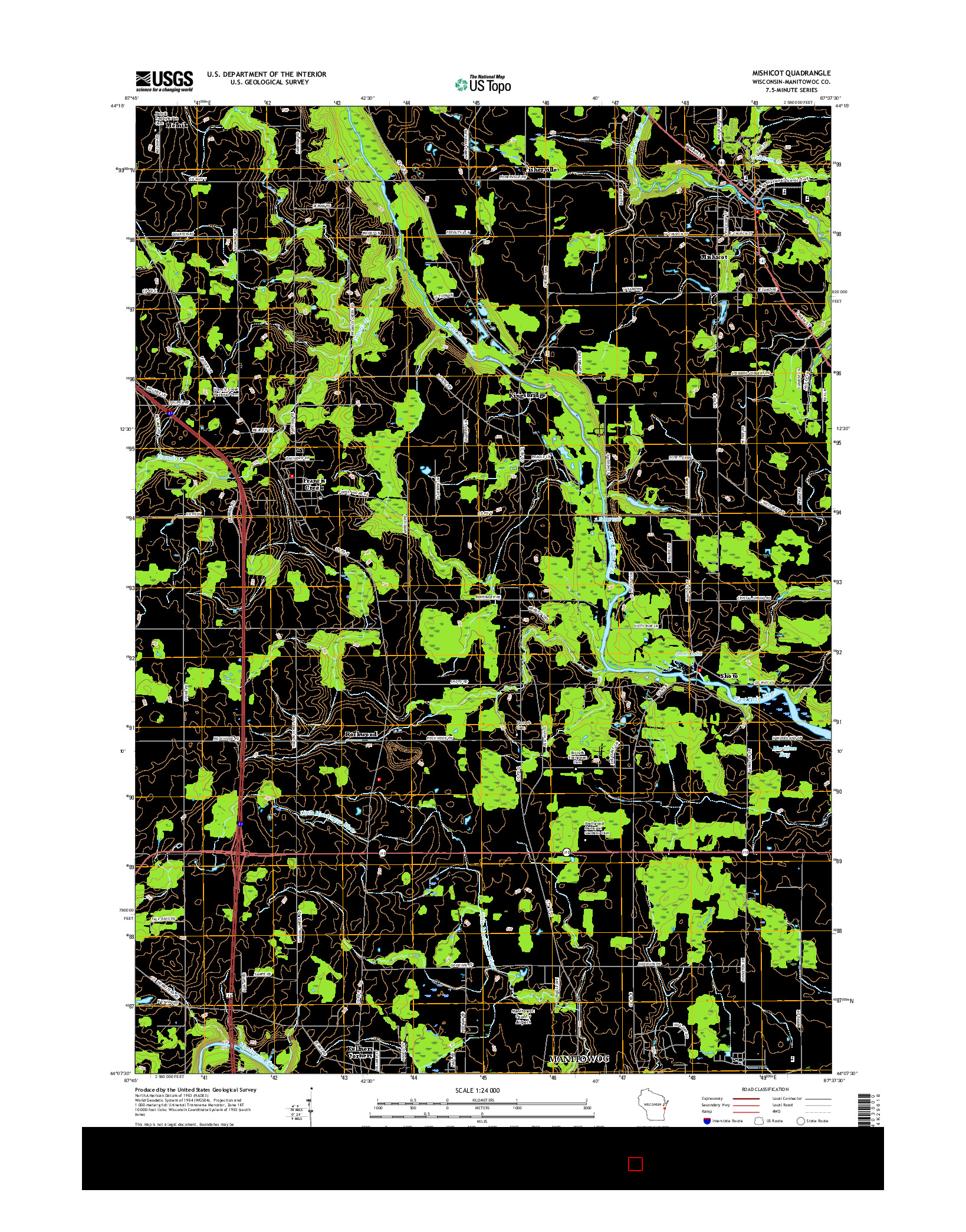 USGS US TOPO 7.5-MINUTE MAP FOR MISHICOT, WI 2015