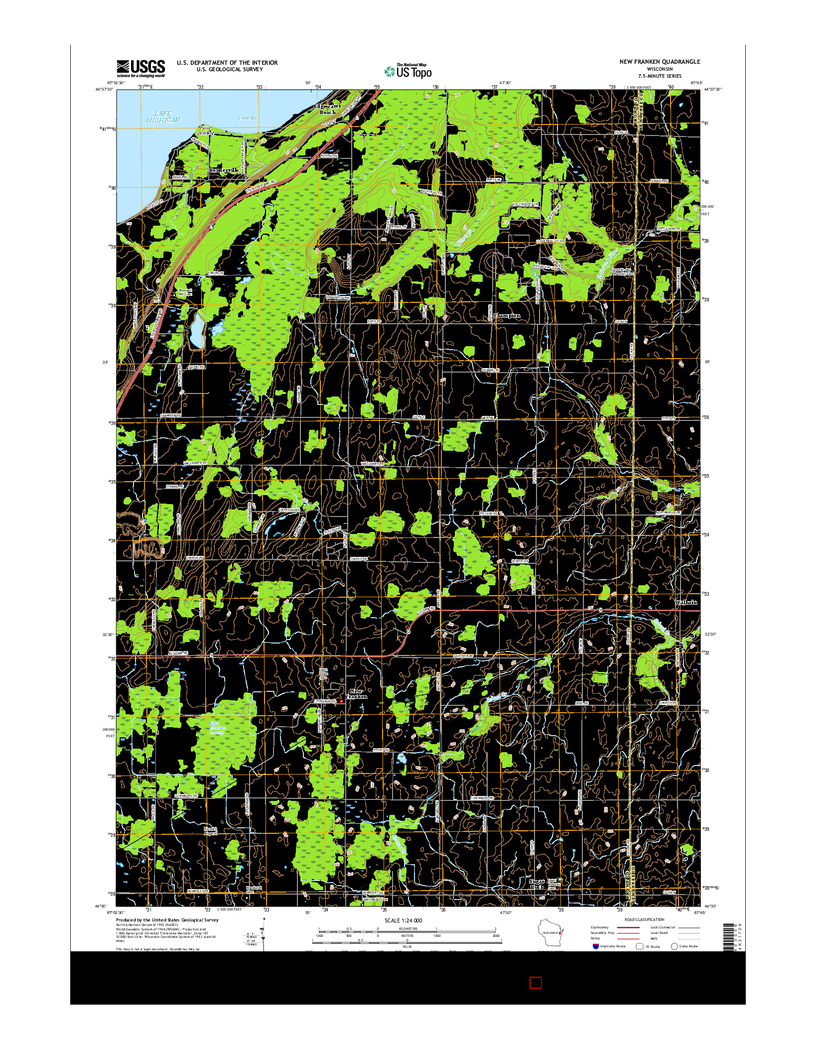 USGS US TOPO 7.5-MINUTE MAP FOR NEW FRANKEN, WI 2015
