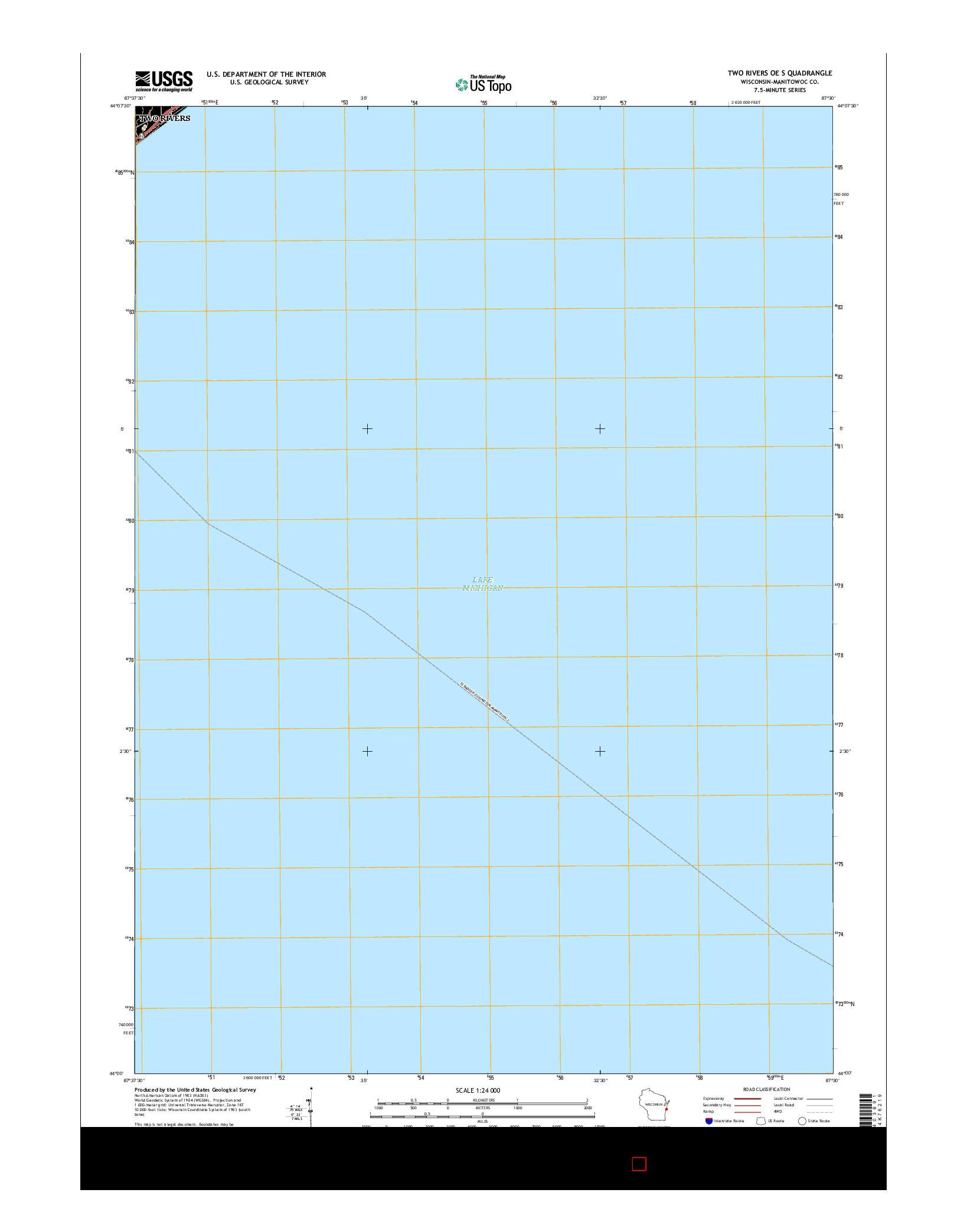 USGS US TOPO 7.5-MINUTE MAP FOR TWO RIVERS OE S, WI 2015