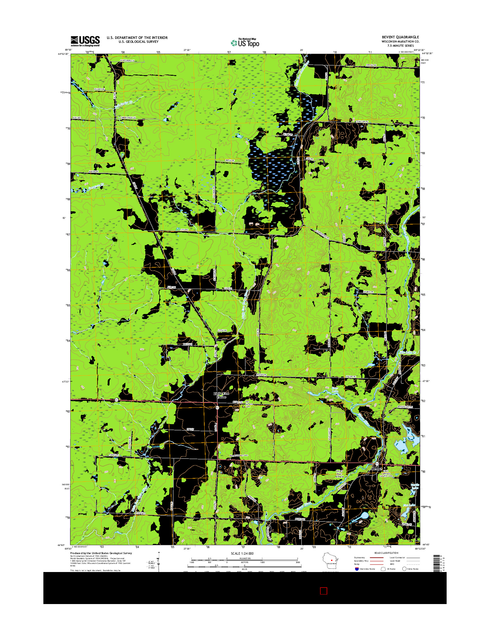 USGS US TOPO 7.5-MINUTE MAP FOR BEVENT, WI 2015