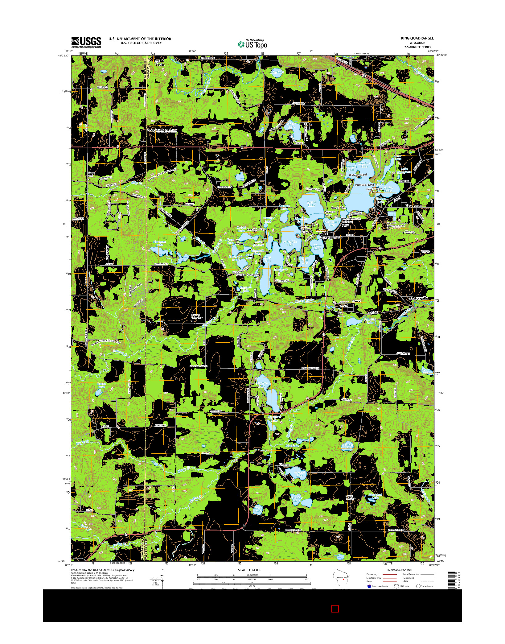 USGS US TOPO 7.5-MINUTE MAP FOR KING, WI 2015