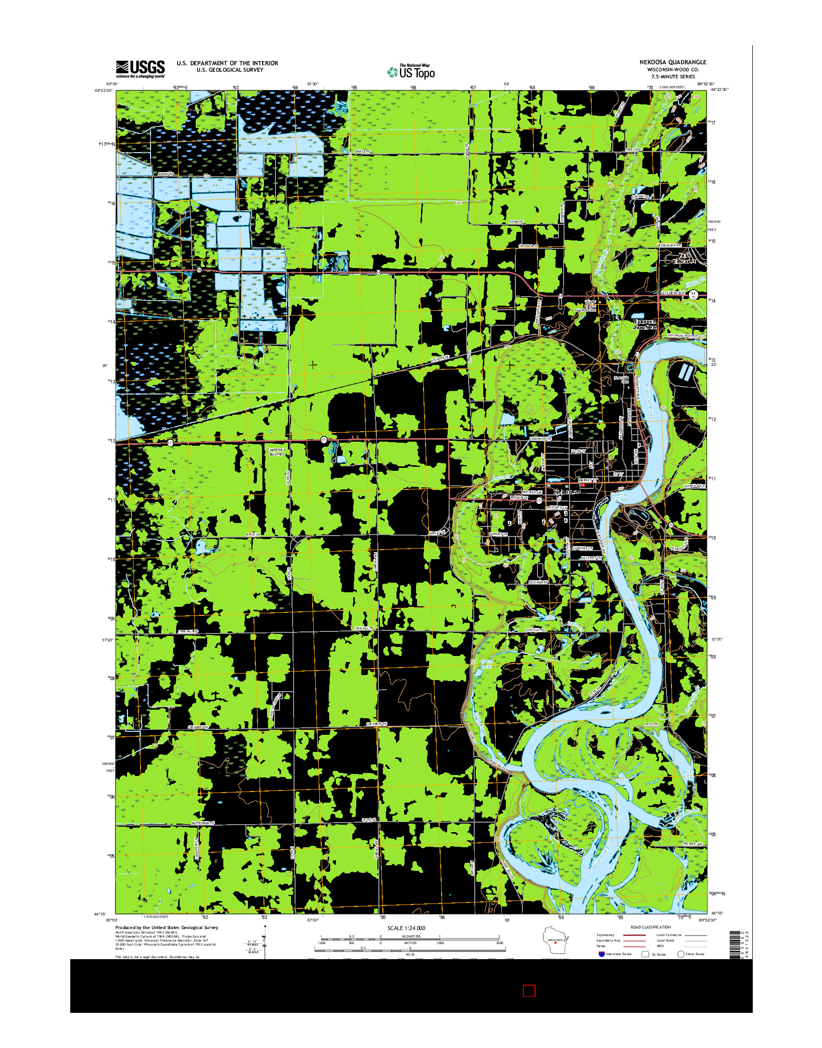 USGS US TOPO 7.5-MINUTE MAP FOR NEKOOSA, WI 2015