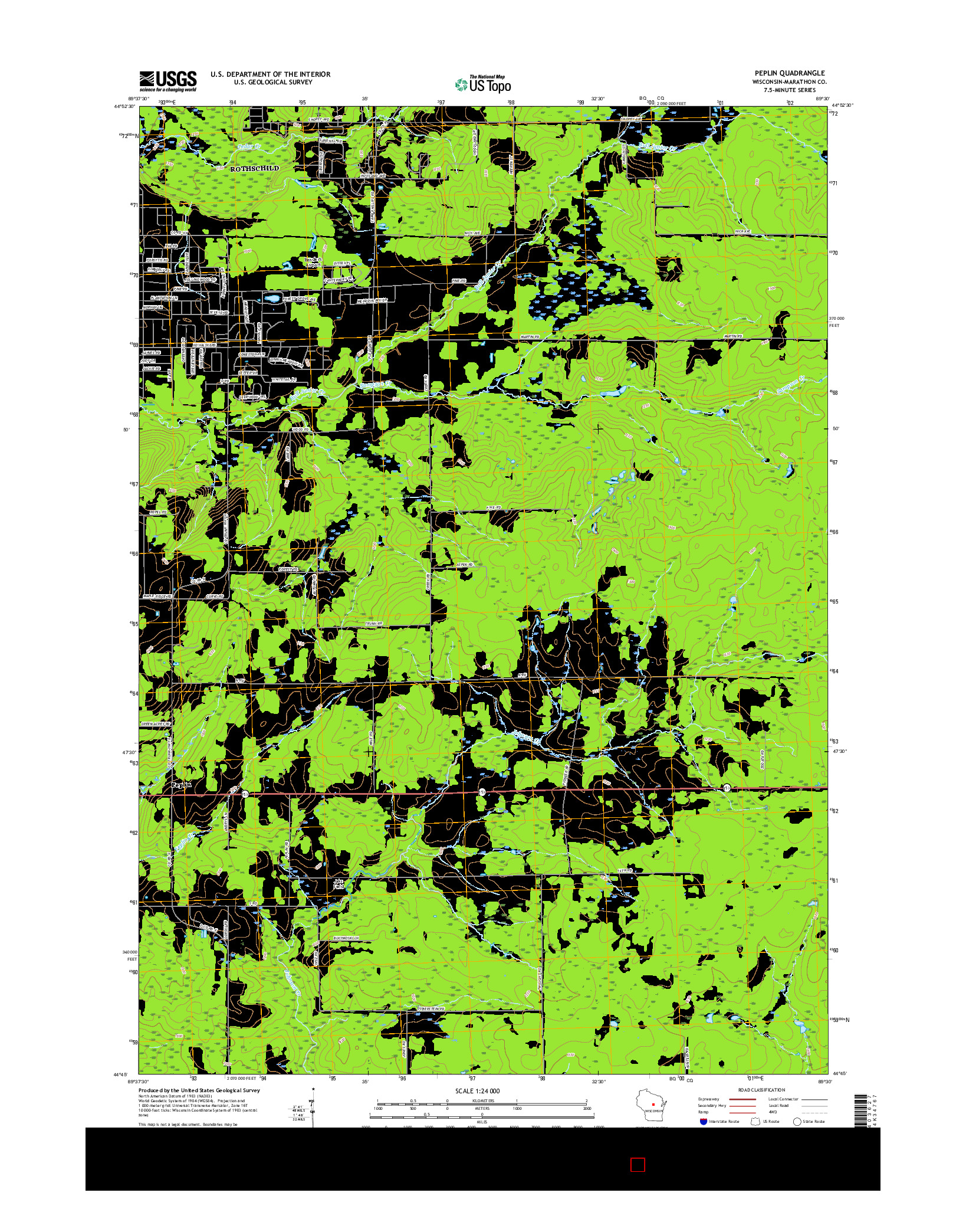 USGS US TOPO 7.5-MINUTE MAP FOR PEPLIN, WI 2015