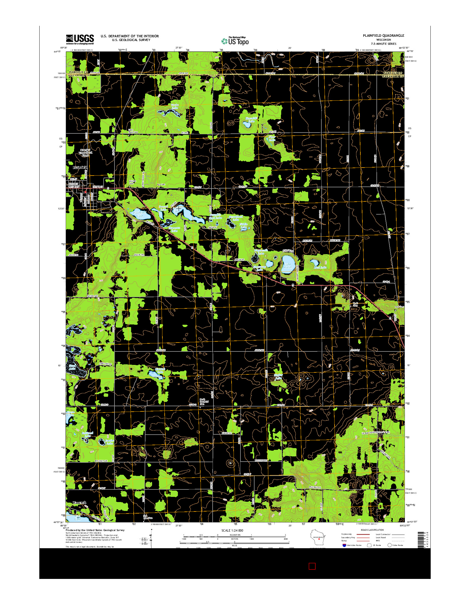 USGS US TOPO 7.5-MINUTE MAP FOR PLAINFIELD, WI 2015