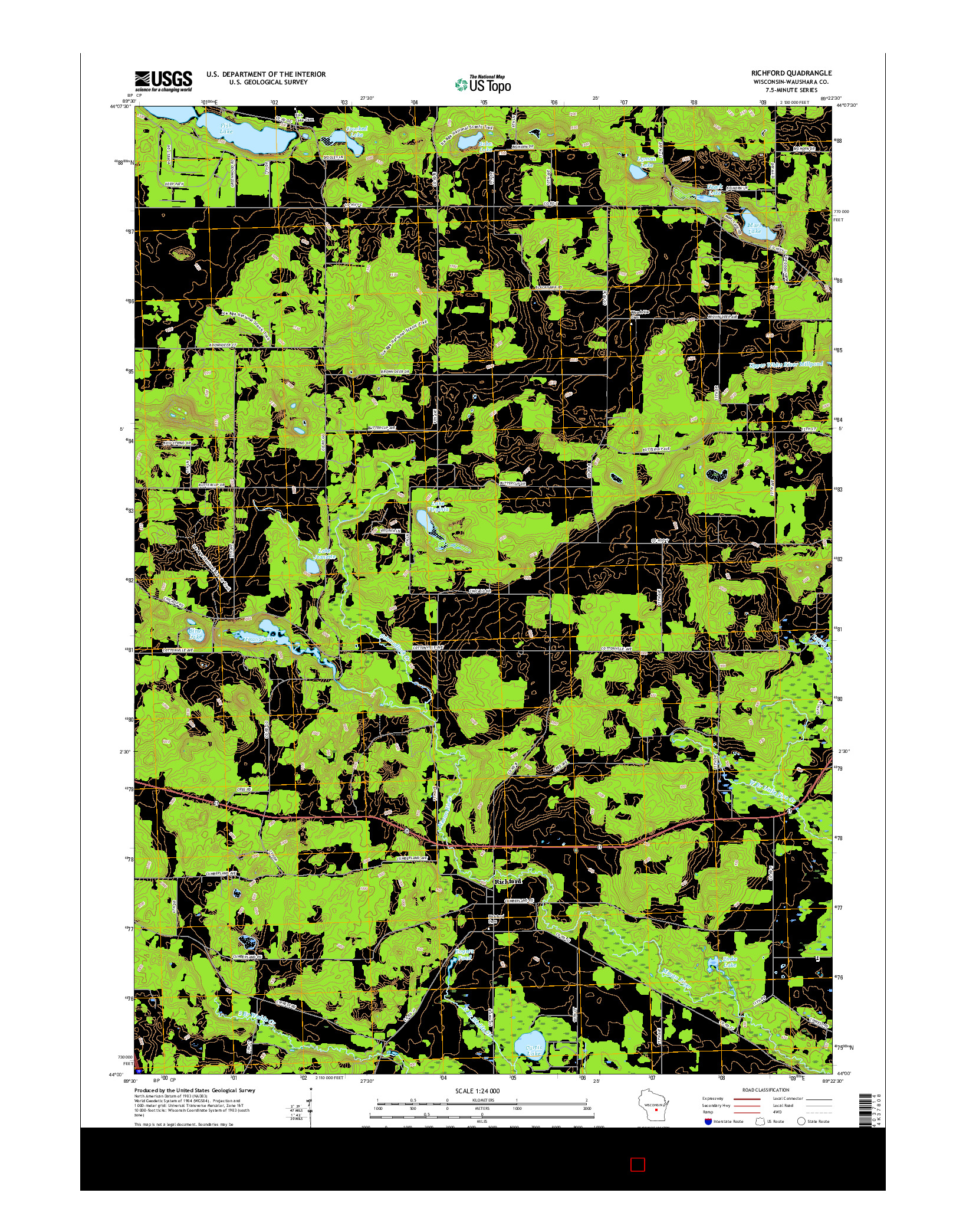 USGS US TOPO 7.5-MINUTE MAP FOR RICHFORD, WI 2015