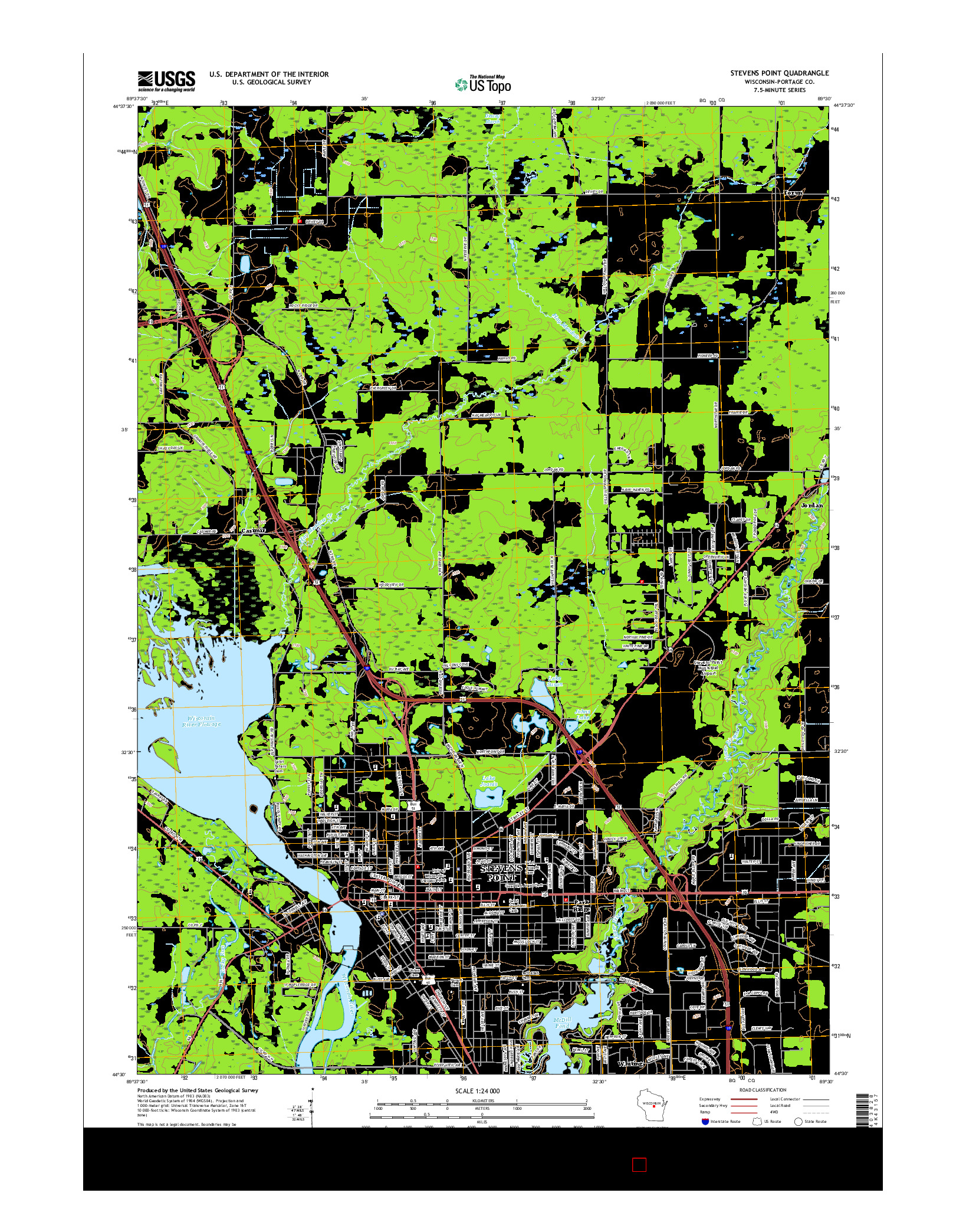 USGS US TOPO 7.5-MINUTE MAP FOR STEVENS POINT, WI 2015