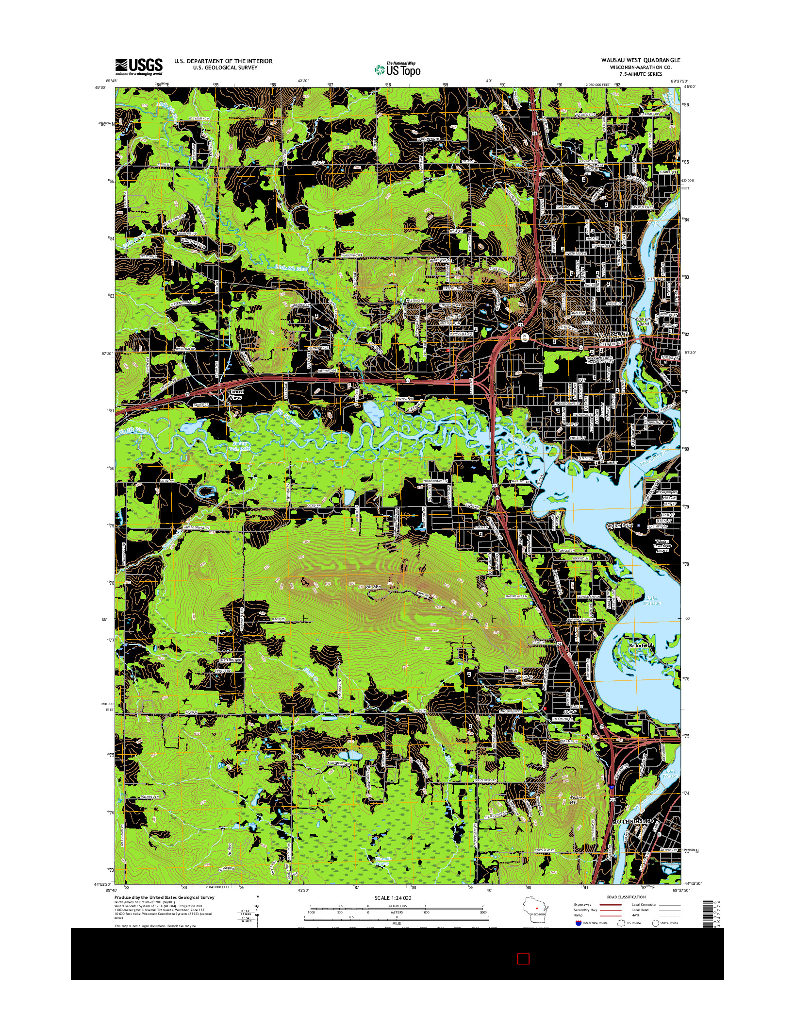 USGS US TOPO 7.5-MINUTE MAP FOR WAUSAU WEST, WI 2015