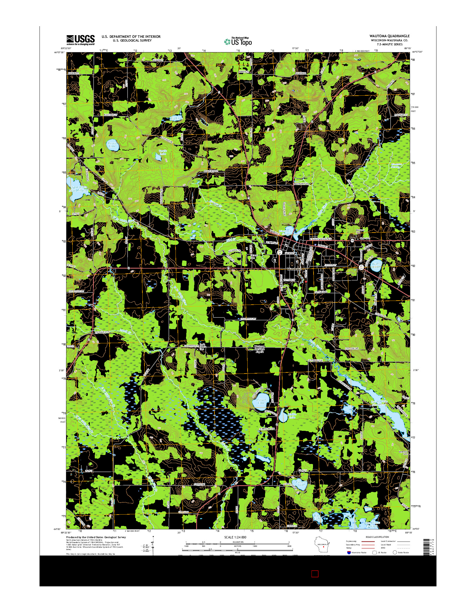 USGS US TOPO 7.5-MINUTE MAP FOR WAUTOMA, WI 2015