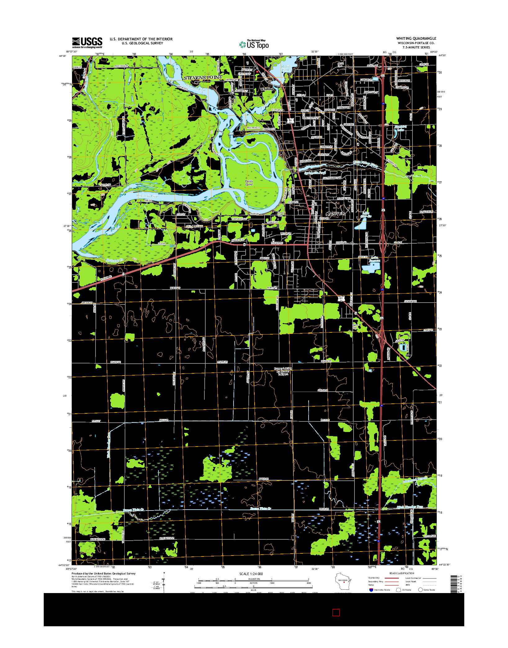 USGS US TOPO 7.5-MINUTE MAP FOR WHITING, WI 2015