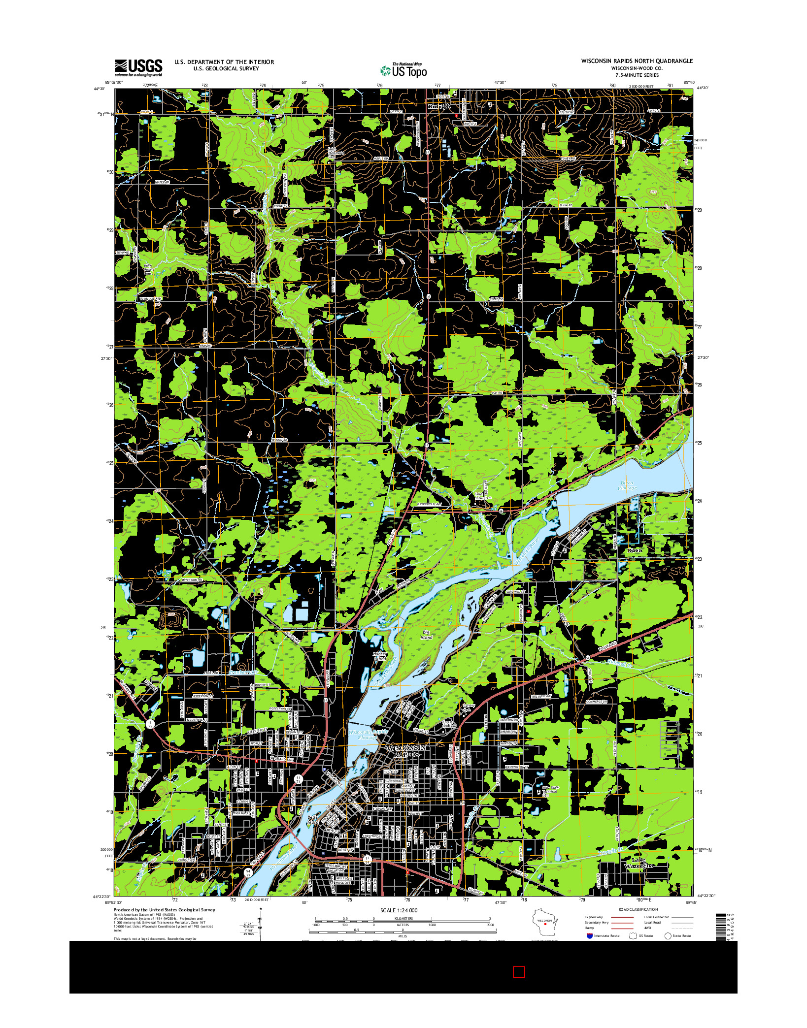 USGS US TOPO 7.5-MINUTE MAP FOR WISCONSIN RAPIDS NORTH, WI 2015