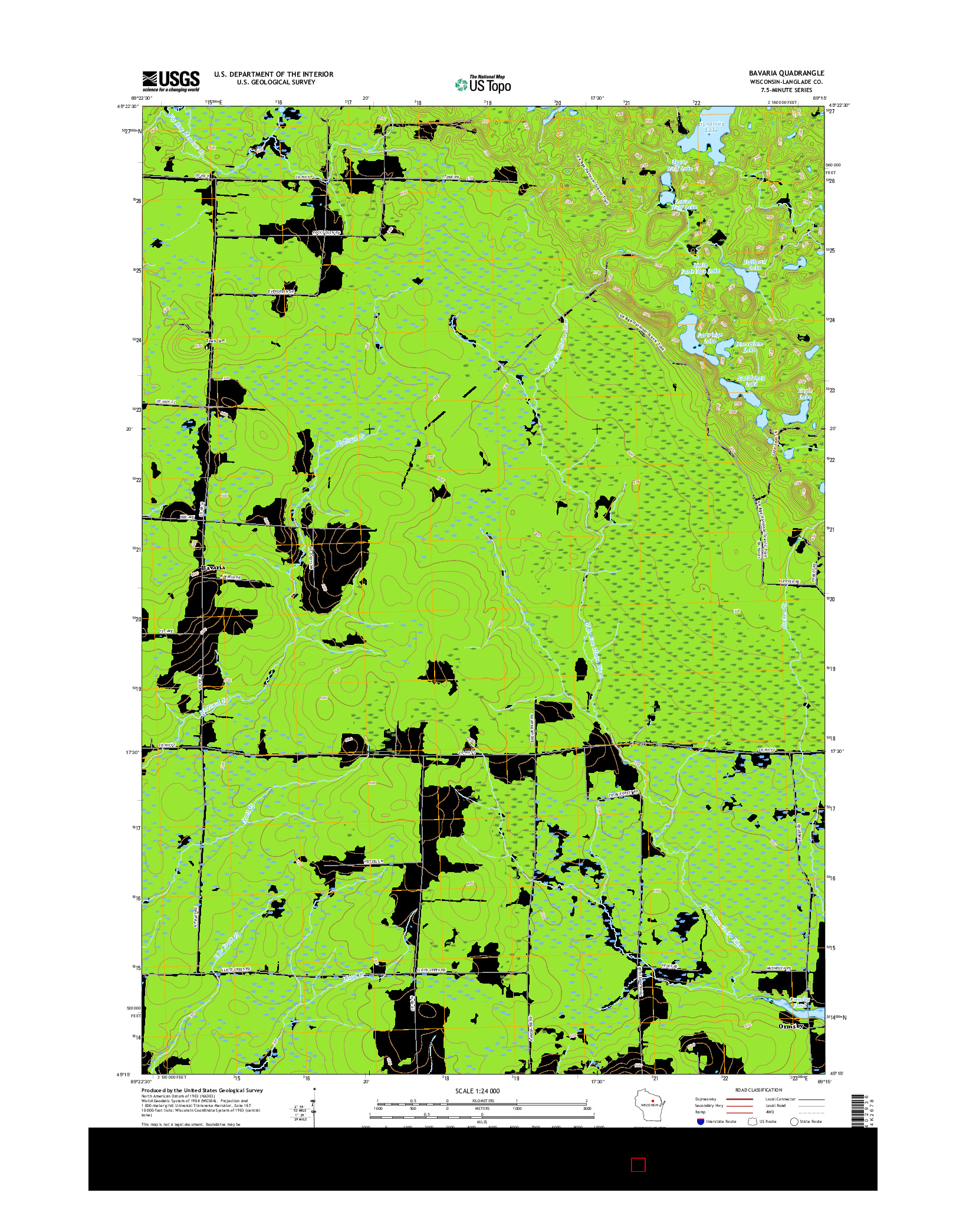 USGS US TOPO 7.5-MINUTE MAP FOR BAVARIA, WI 2015