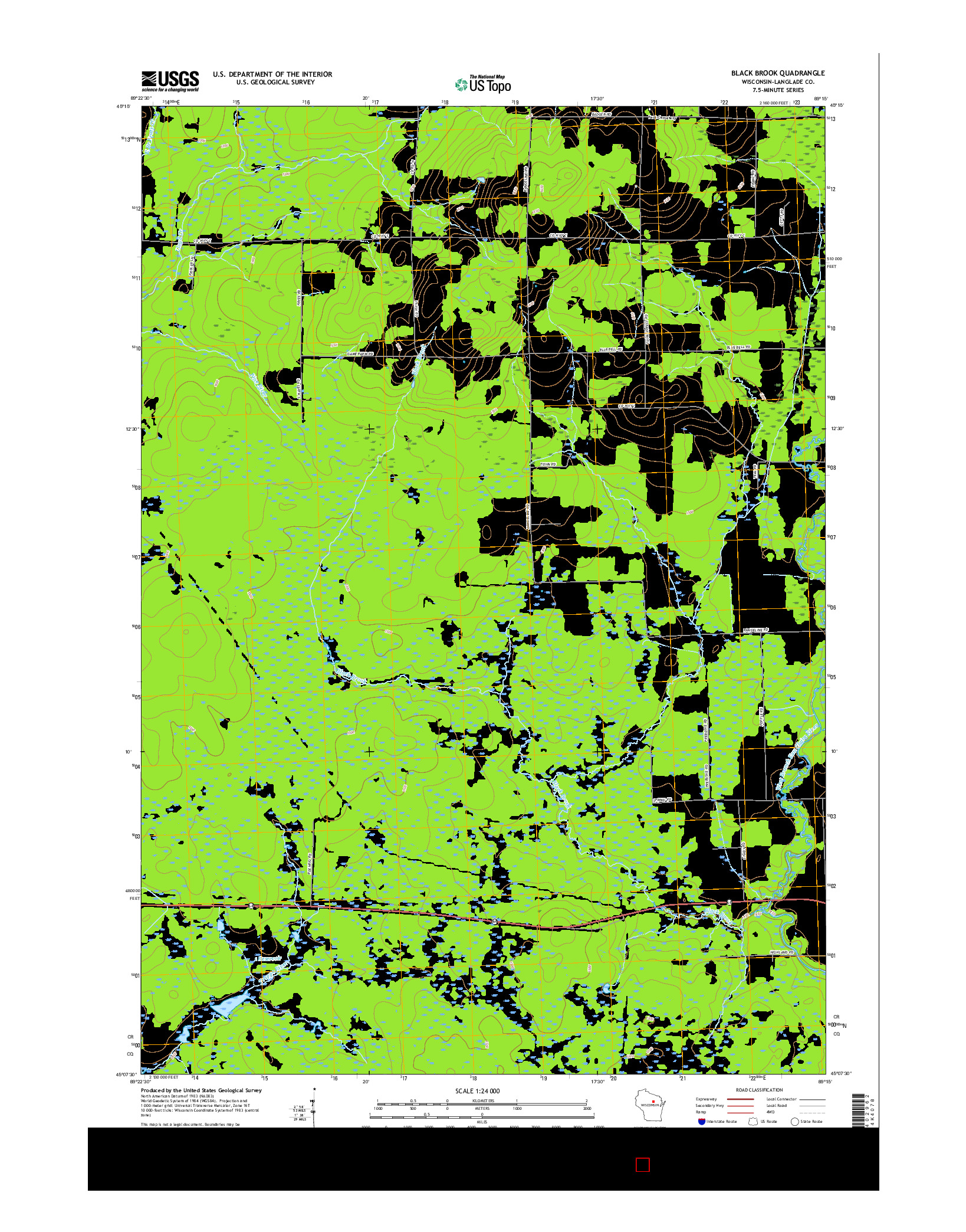 USGS US TOPO 7.5-MINUTE MAP FOR BLACK BROOK, WI 2015