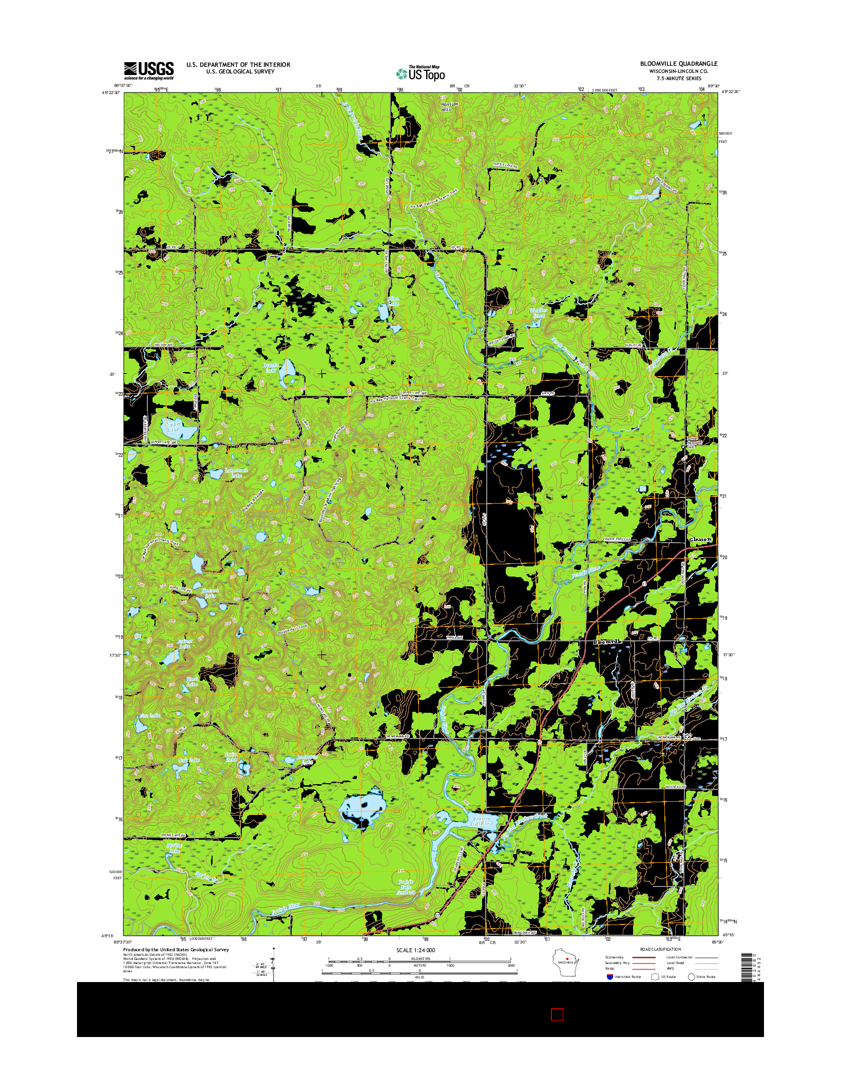 USGS US TOPO 7.5-MINUTE MAP FOR BLOOMVILLE, WI 2015