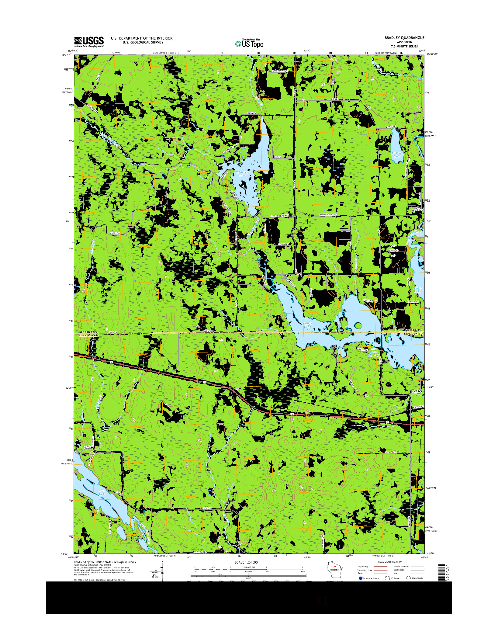 USGS US TOPO 7.5-MINUTE MAP FOR BRADLEY, WI 2015