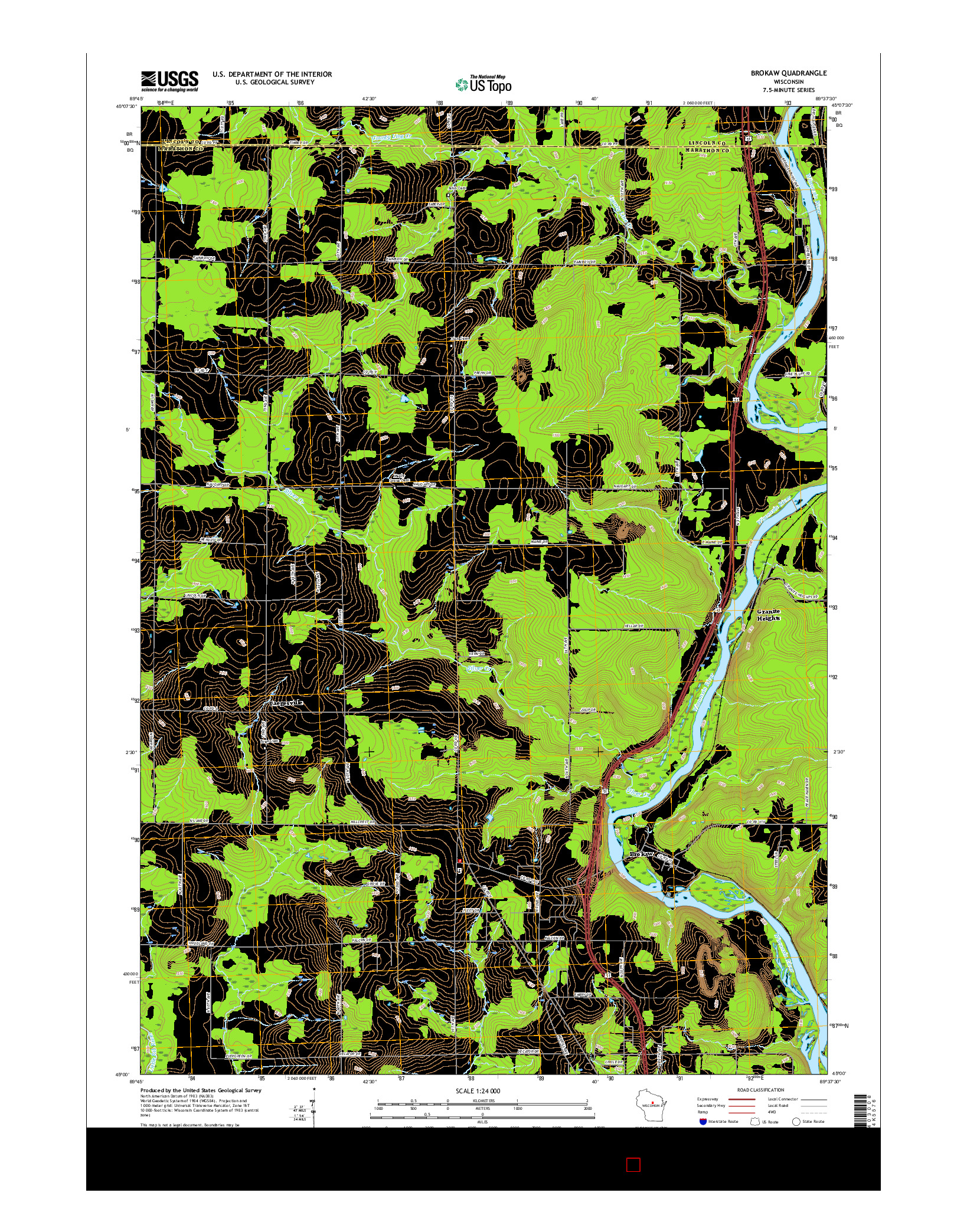 USGS US TOPO 7.5-MINUTE MAP FOR BROKAW, WI 2015