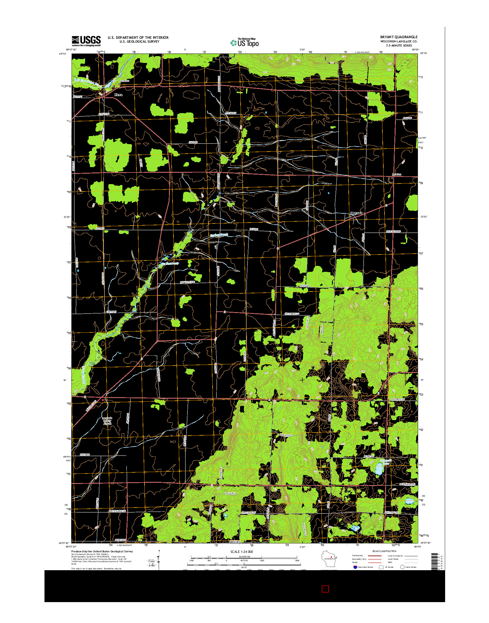 USGS US TOPO 7.5-MINUTE MAP FOR BRYANT, WI 2015