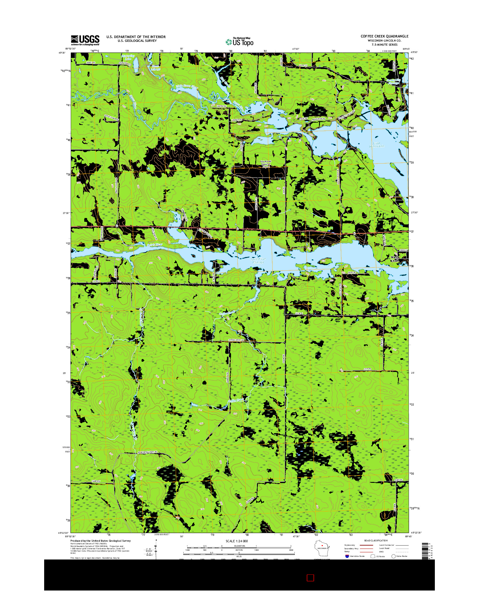 USGS US TOPO 7.5-MINUTE MAP FOR COFFEE CREEK, WI 2015