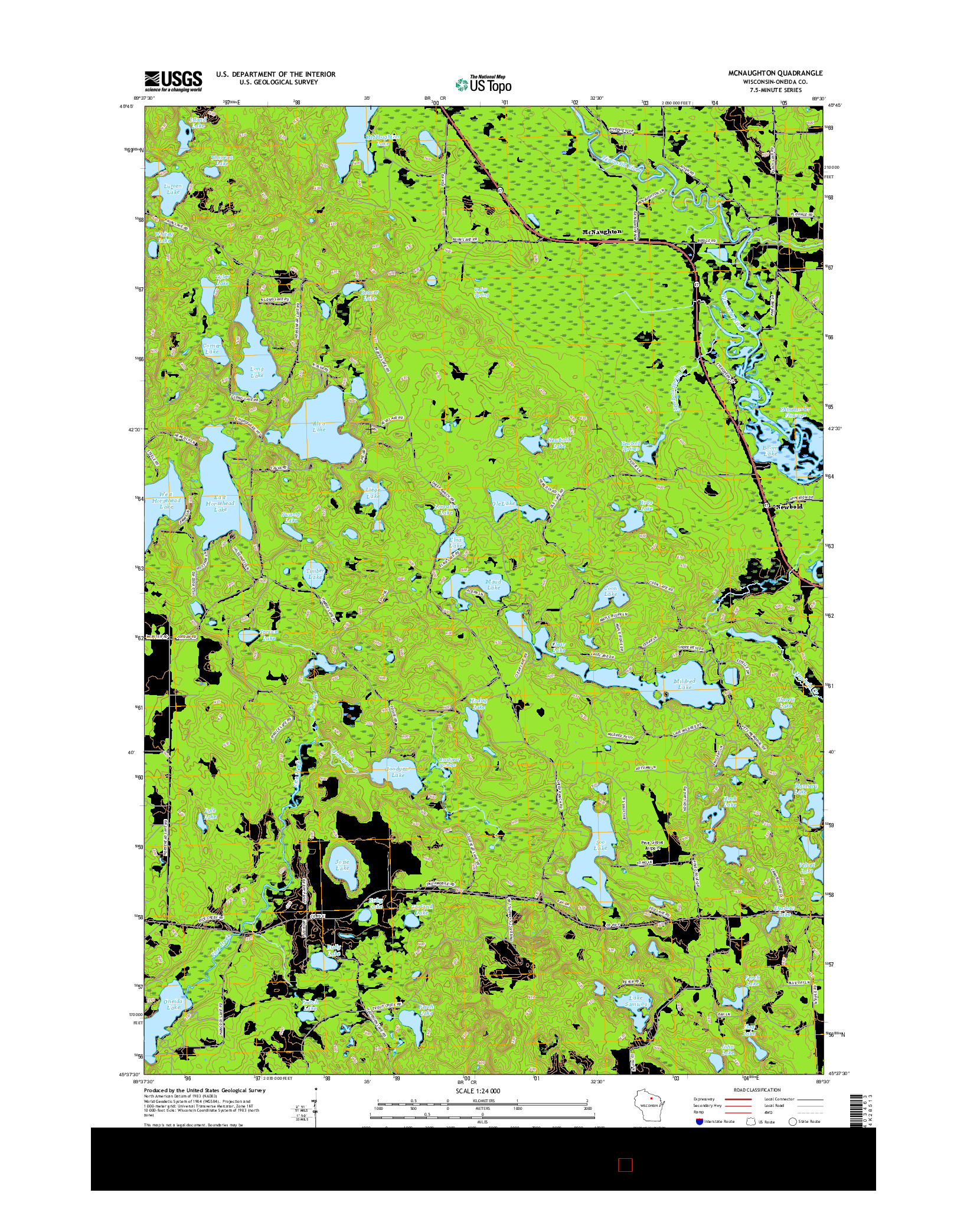 USGS US TOPO 7.5-MINUTE MAP FOR MCNAUGHTON, WI 2015