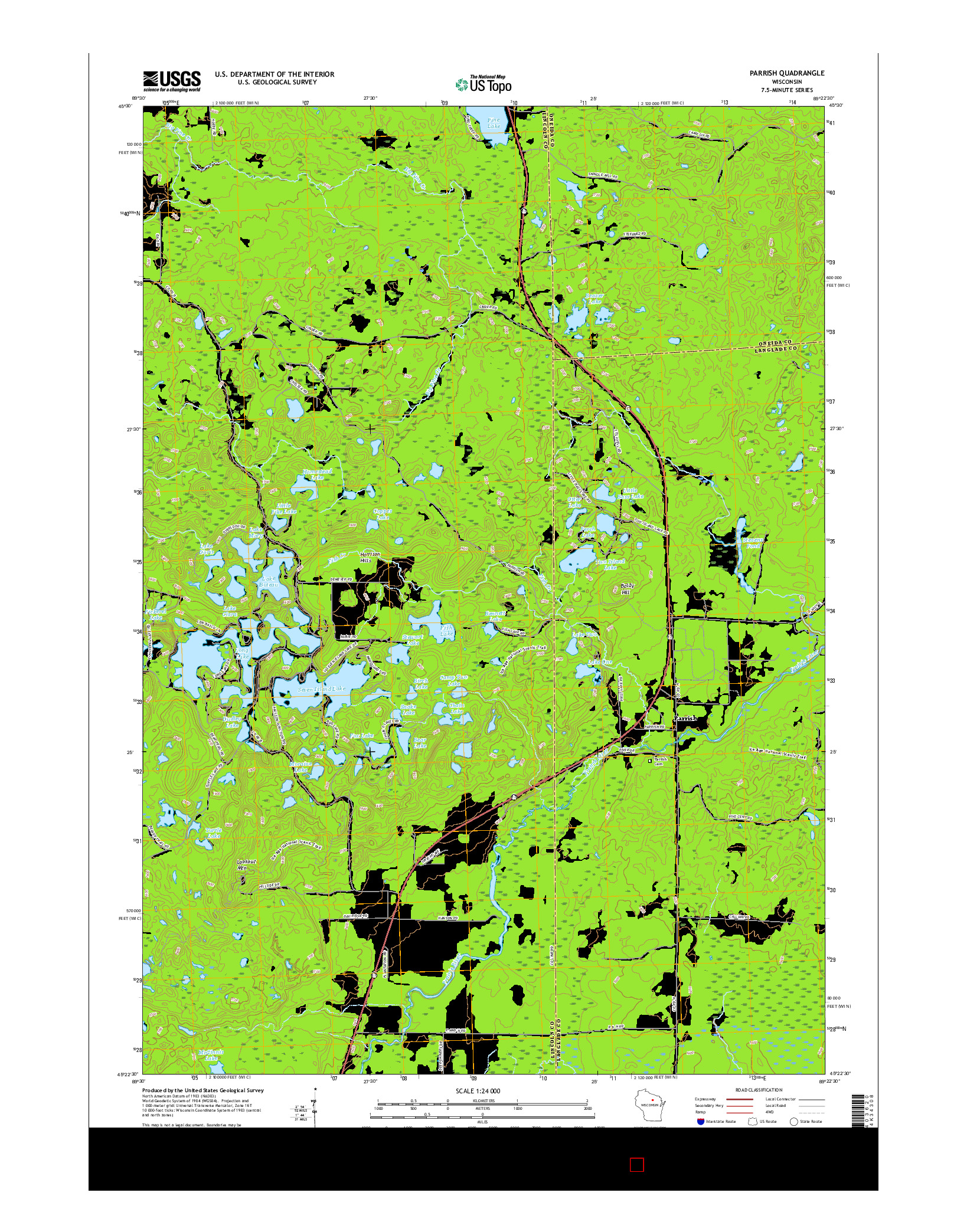 USGS US TOPO 7.5-MINUTE MAP FOR PARRISH, WI 2015