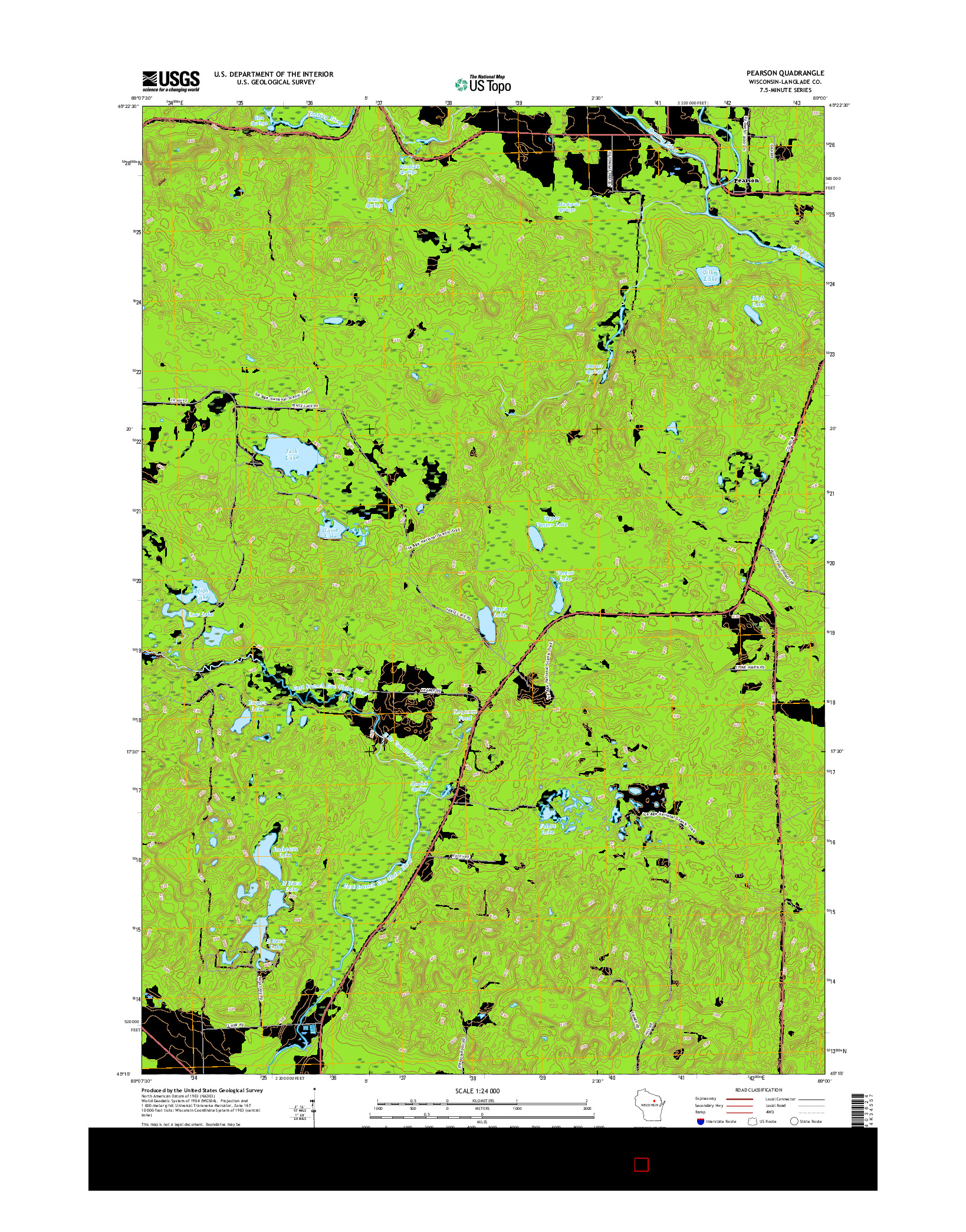 USGS US TOPO 7.5-MINUTE MAP FOR PEARSON, WI 2015
