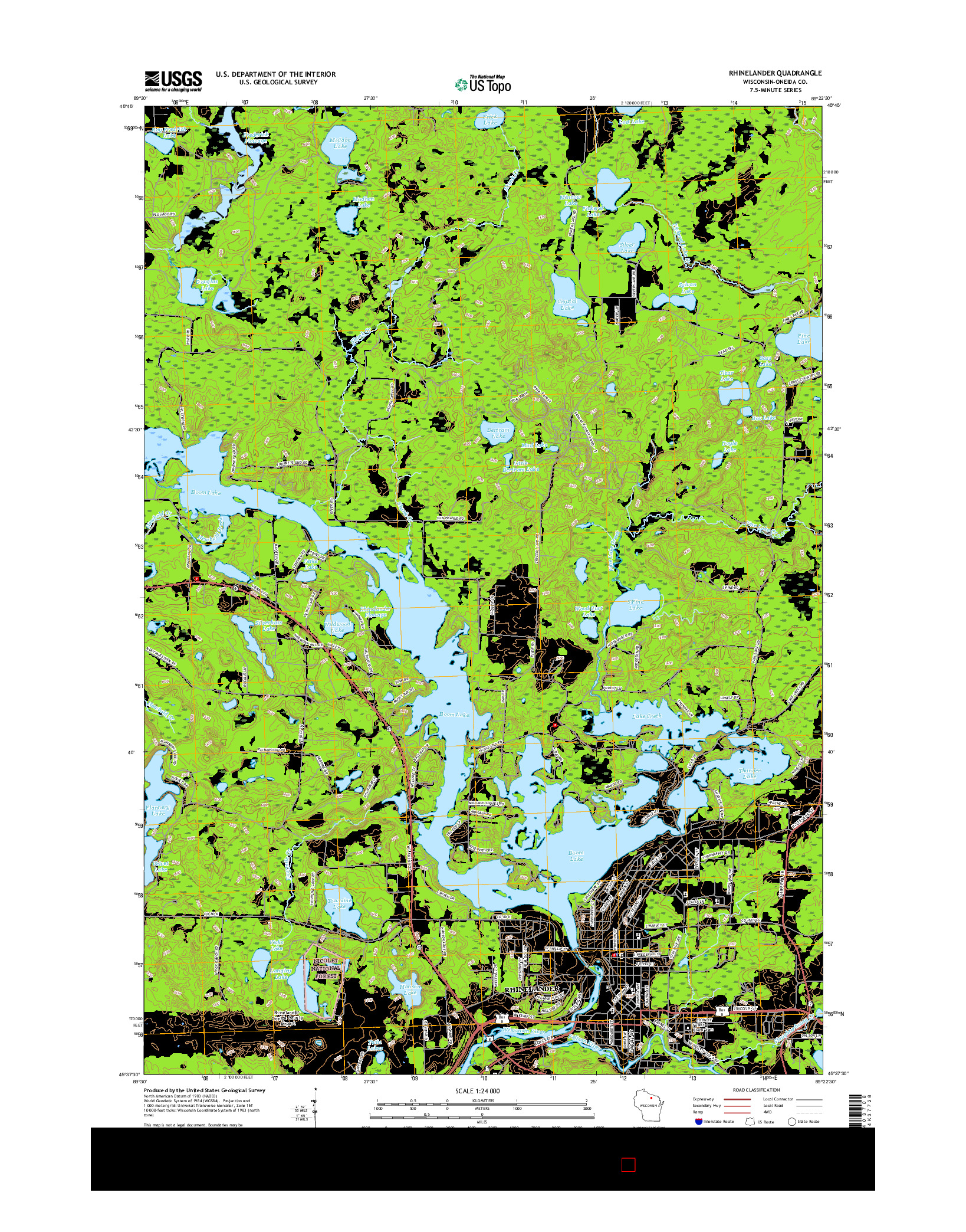 USGS US TOPO 7.5-MINUTE MAP FOR RHINELANDER, WI 2015