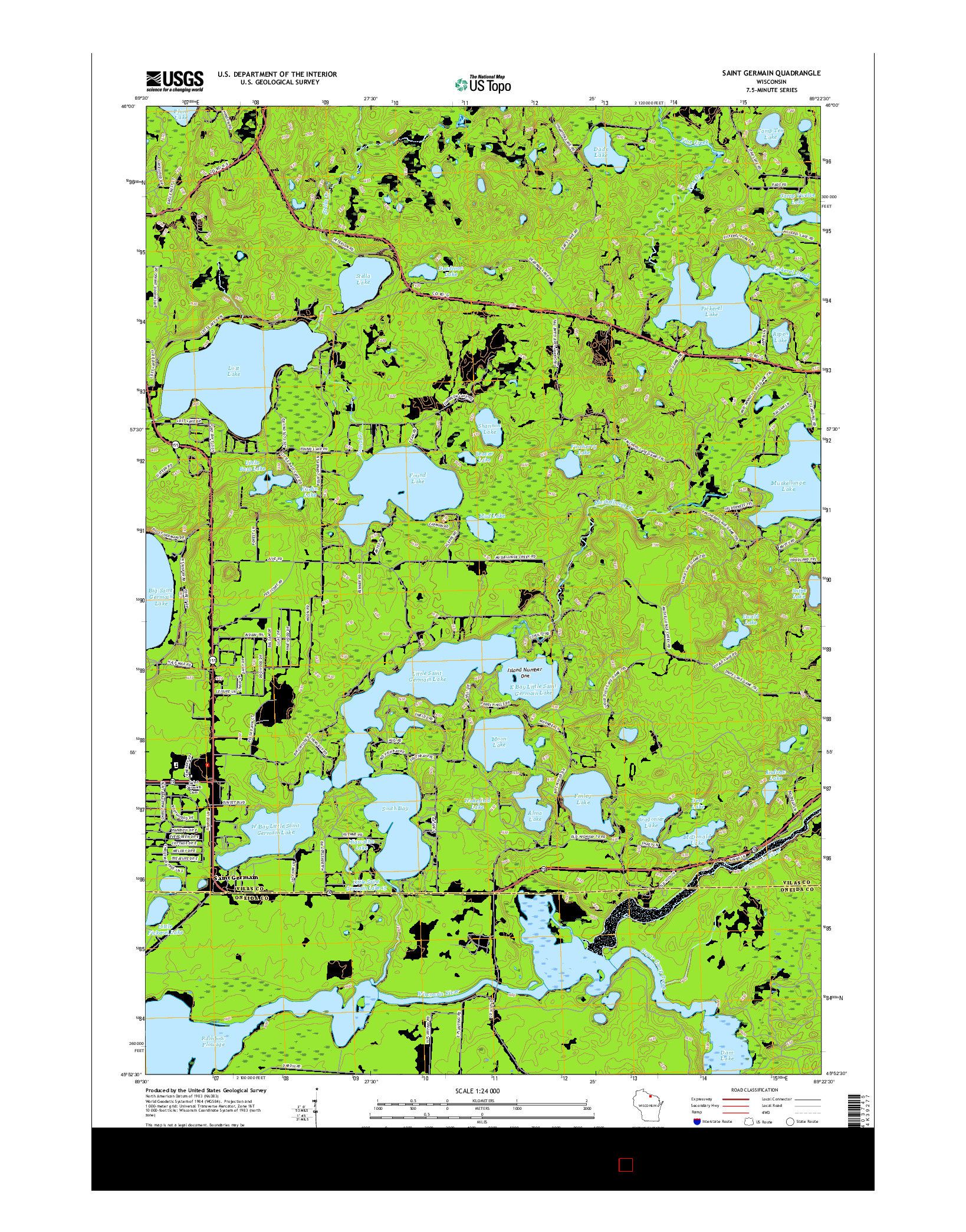 USGS US TOPO 7.5-MINUTE MAP FOR SAINT GERMAIN, WI 2015