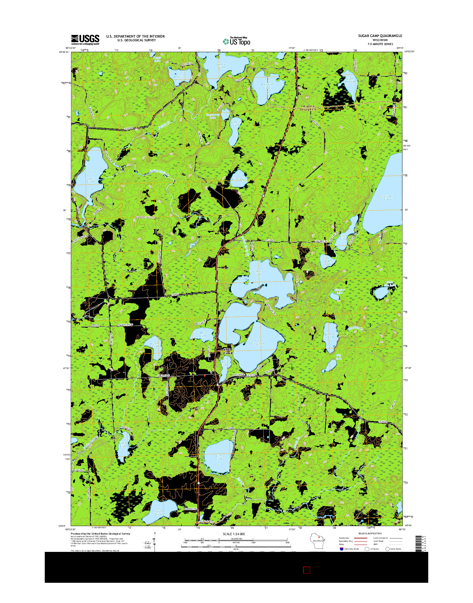 USGS US TOPO 7.5-MINUTE MAP FOR SUGAR CAMP, WI 2015