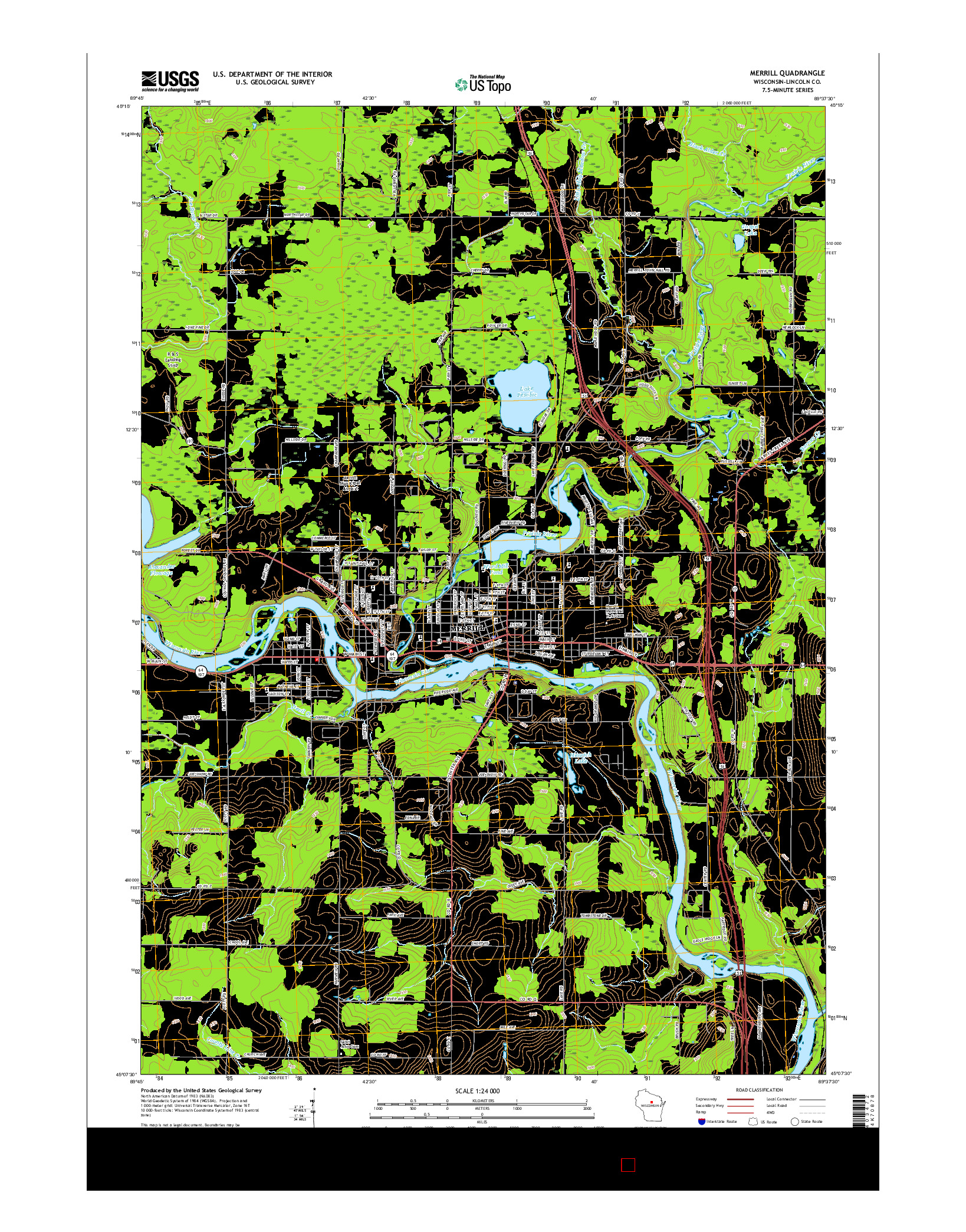 USGS US TOPO 7.5-MINUTE MAP FOR MERRILL, WI 2015