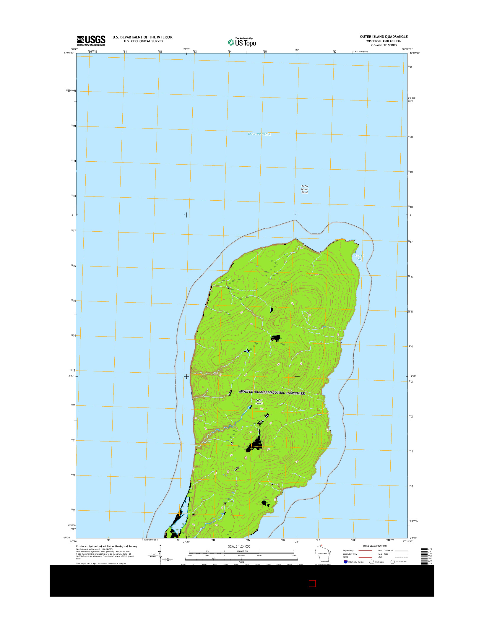 USGS US TOPO 7.5-MINUTE MAP FOR OUTER ISLAND, WI 2015