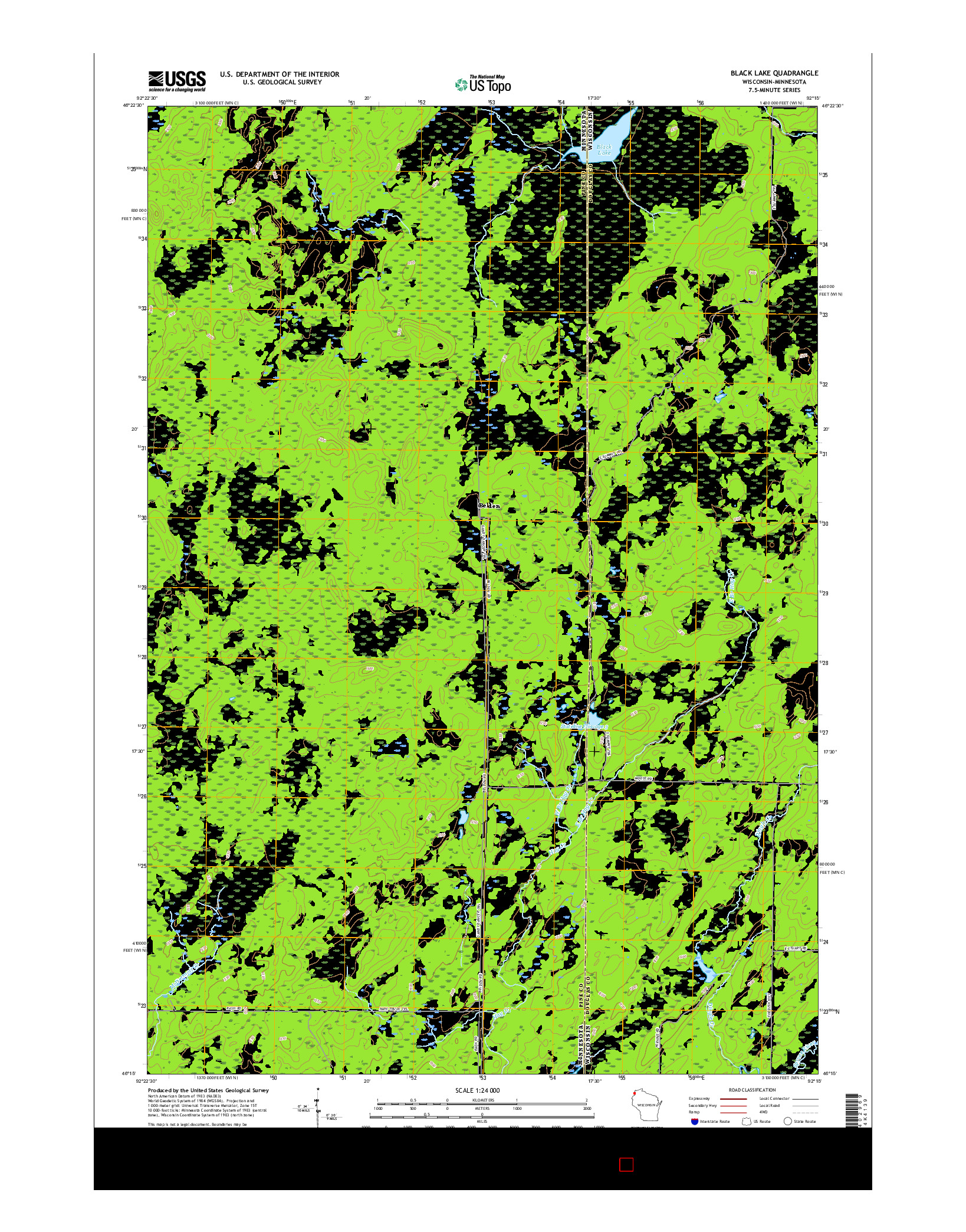 USGS US TOPO 7.5-MINUTE MAP FOR BLACK LAKE, WI-MN 2015