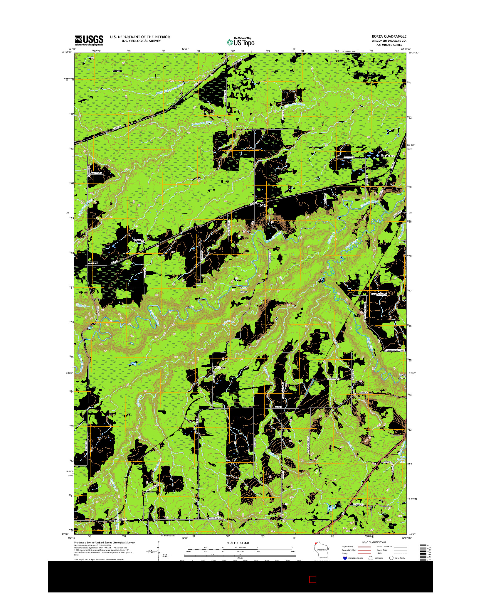 USGS US TOPO 7.5-MINUTE MAP FOR BOREA, WI 2015