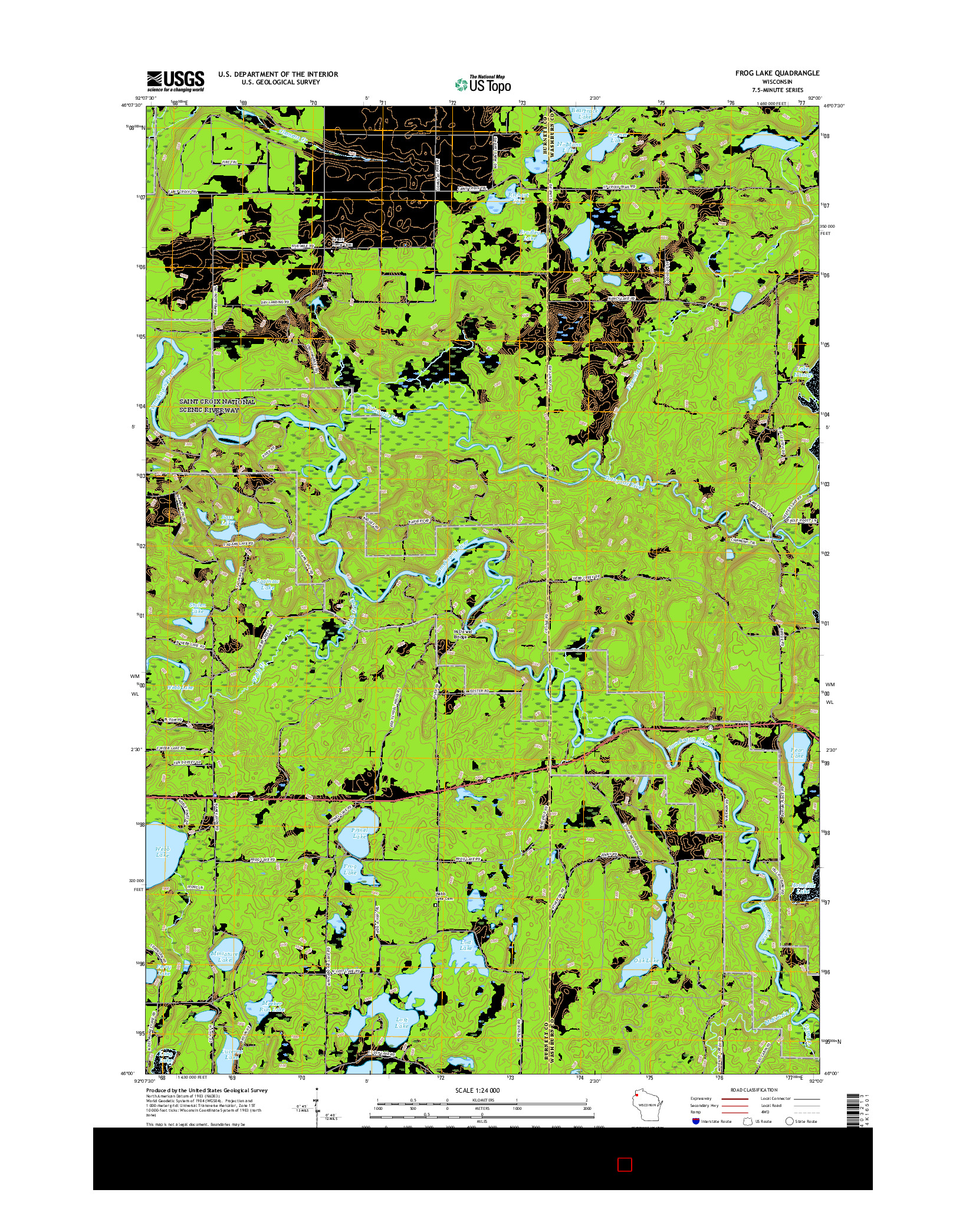 USGS US TOPO 7.5-MINUTE MAP FOR FROG LAKE, WI 2015
