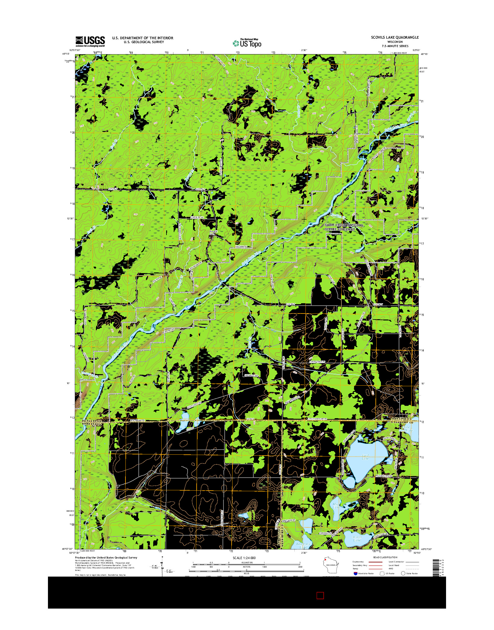 USGS US TOPO 7.5-MINUTE MAP FOR SCOVILS LAKE, WI 2015