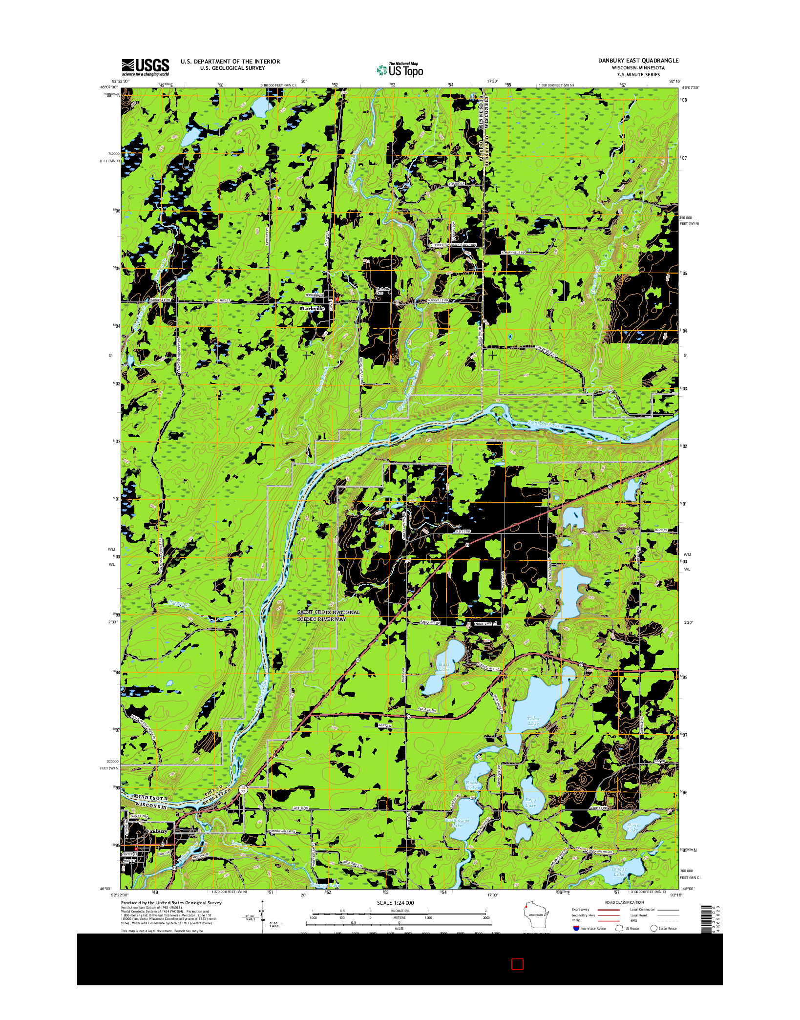 USGS US TOPO 7.5-MINUTE MAP FOR DANBURY EAST, WI-MN 2015