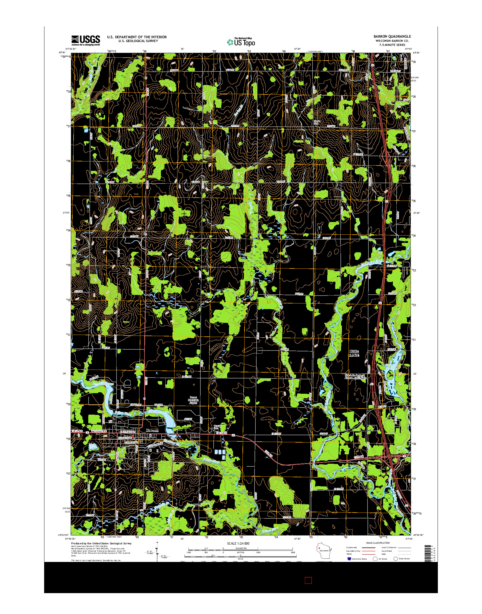 USGS US TOPO 7.5-MINUTE MAP FOR BARRON, WI 2015