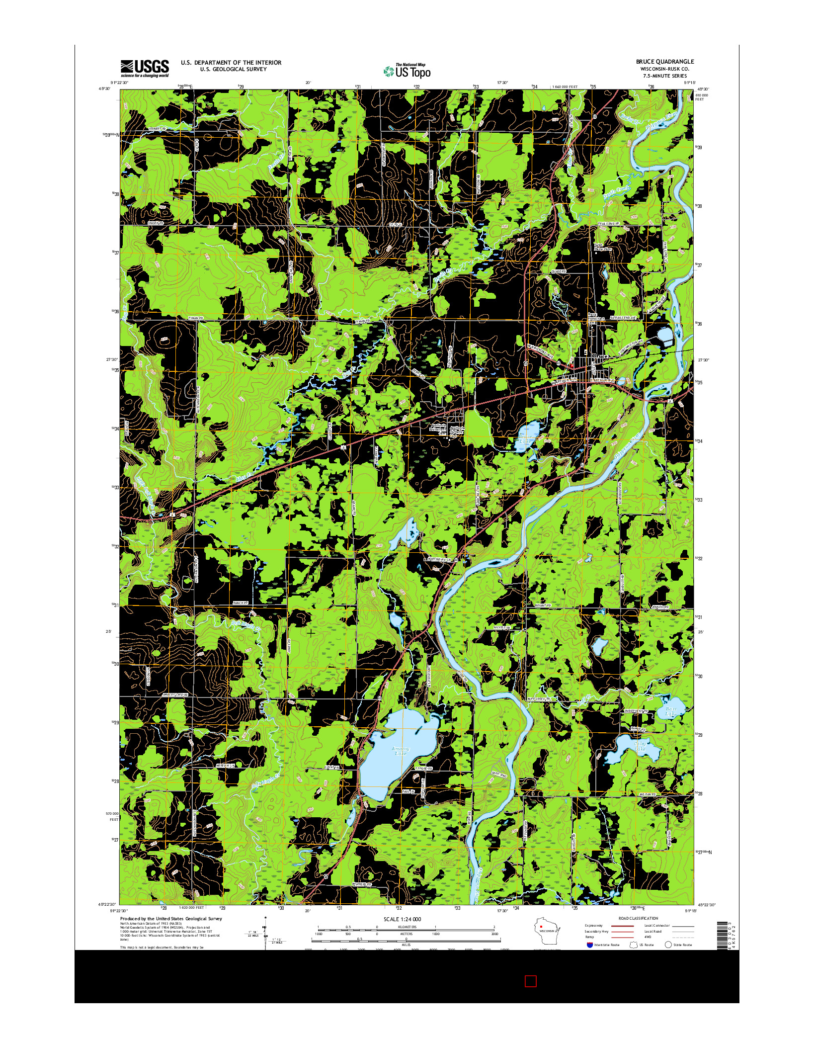 USGS US TOPO 7.5-MINUTE MAP FOR BRUCE, WI 2015