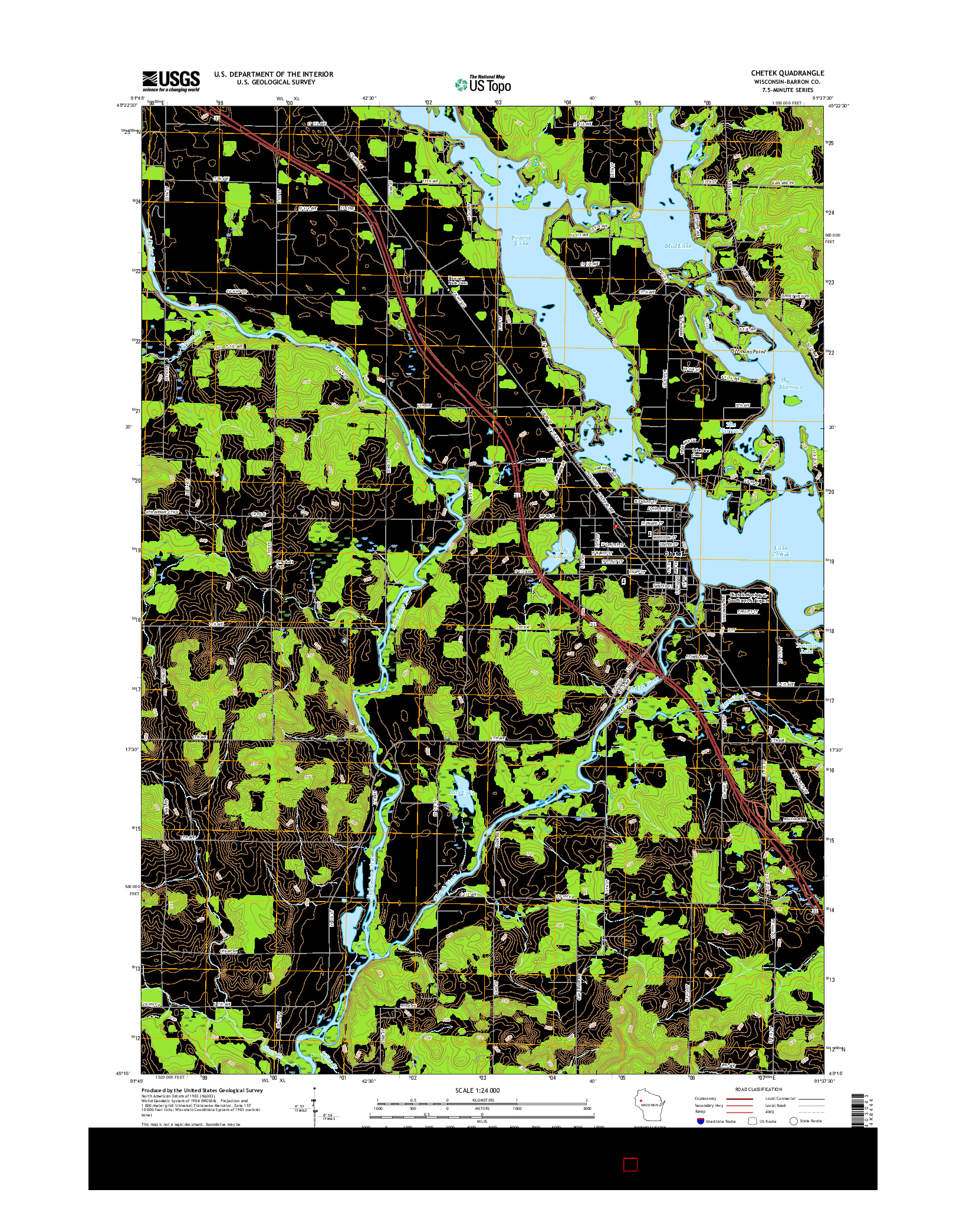 USGS US TOPO 7.5-MINUTE MAP FOR CHETEK, WI 2015