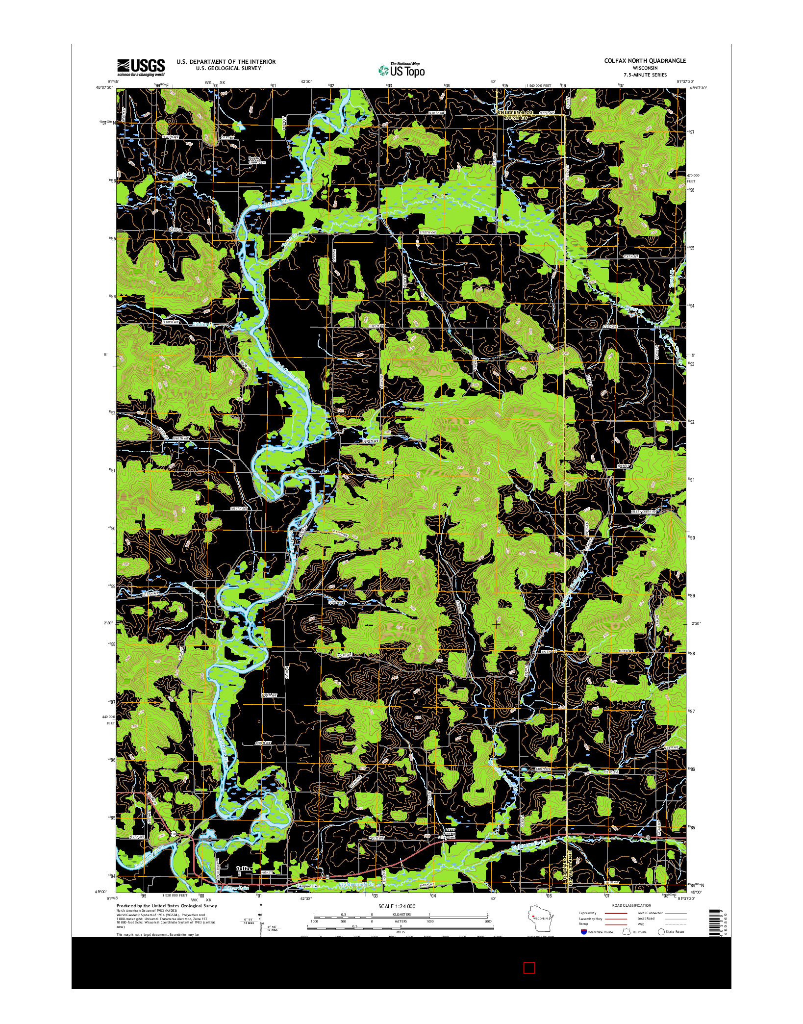 USGS US TOPO 7.5-MINUTE MAP FOR COLFAX NORTH, WI 2015