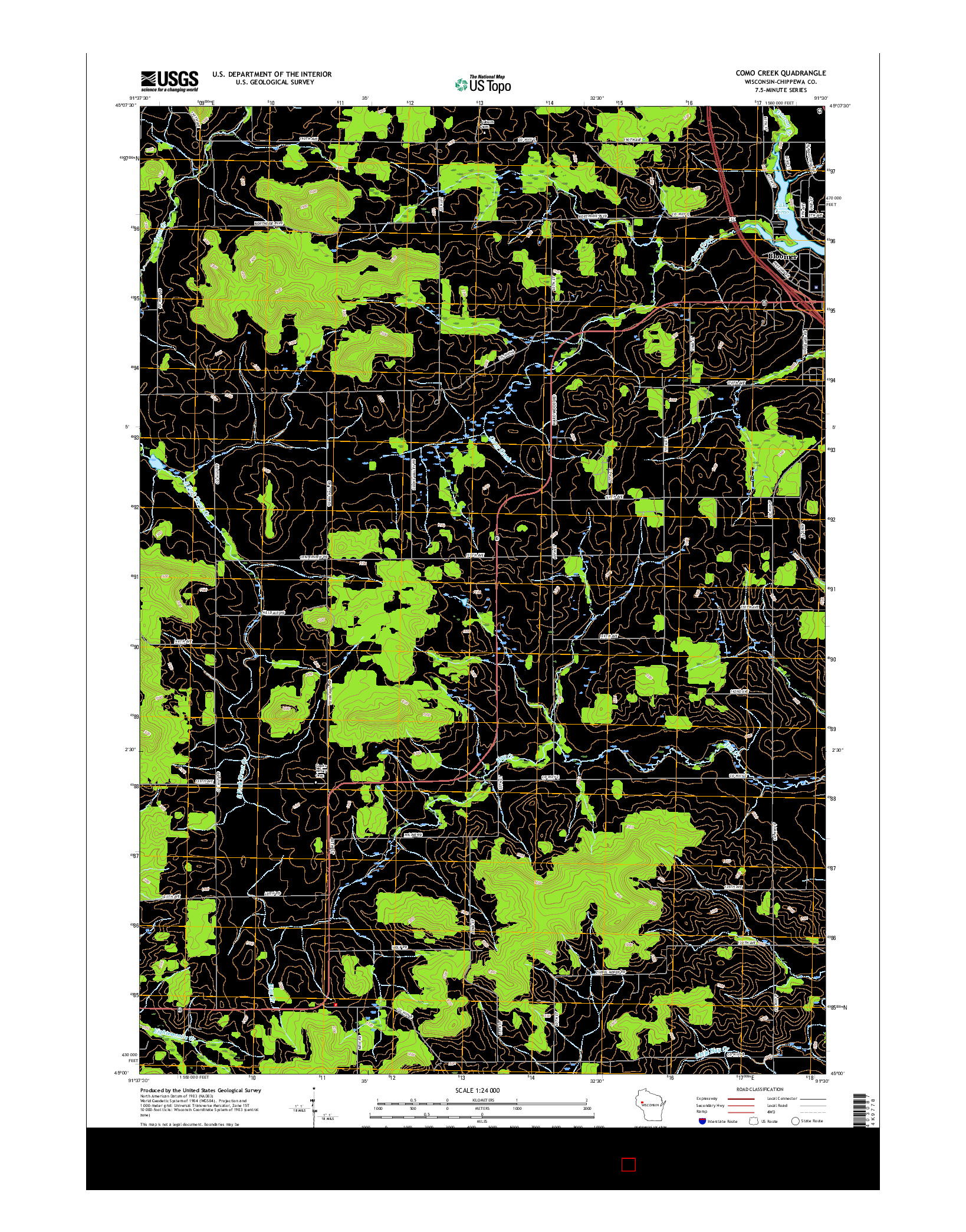 USGS US TOPO 7.5-MINUTE MAP FOR COMO CREEK, WI 2015