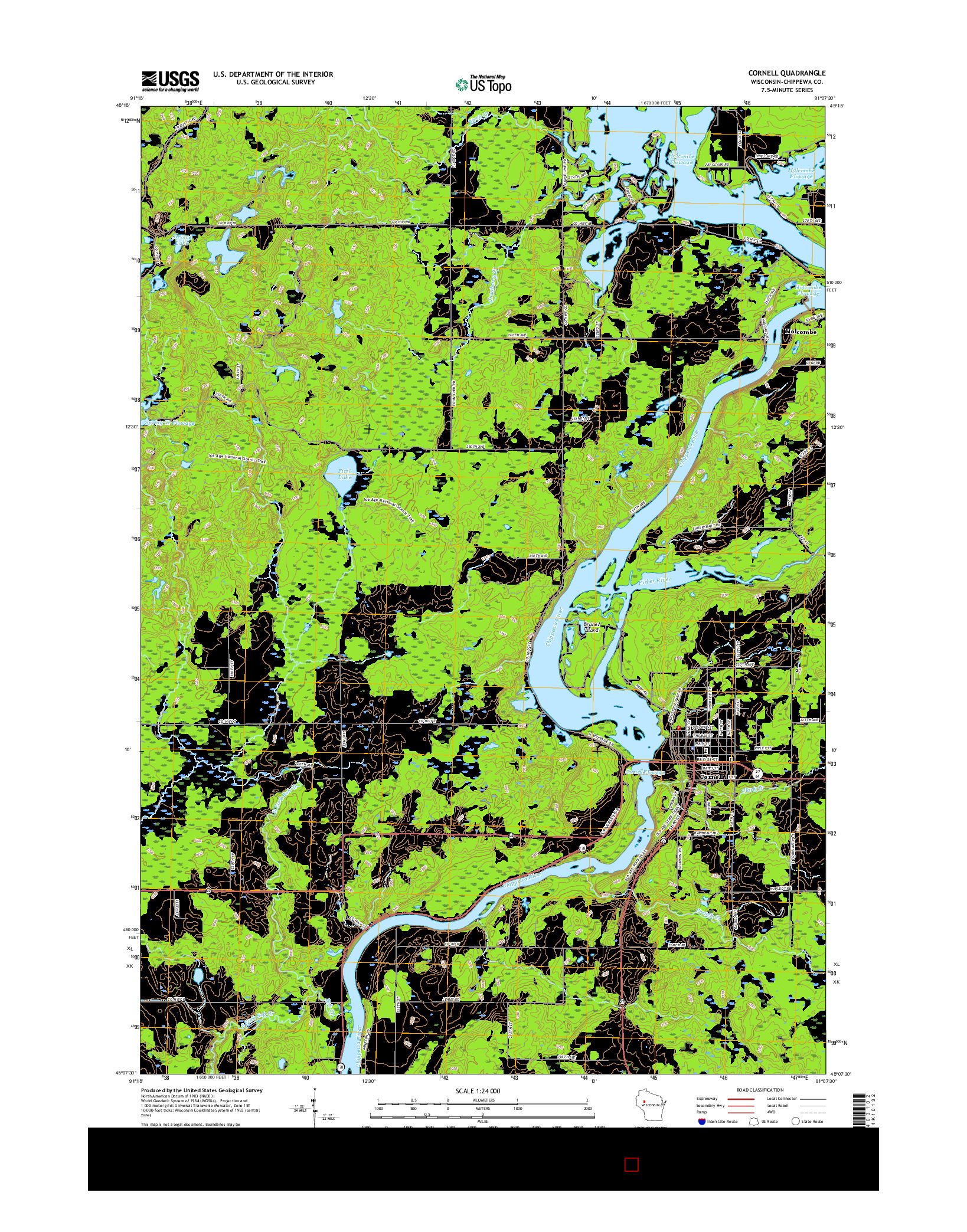 USGS US TOPO 7.5-MINUTE MAP FOR CORNELL, WI 2015